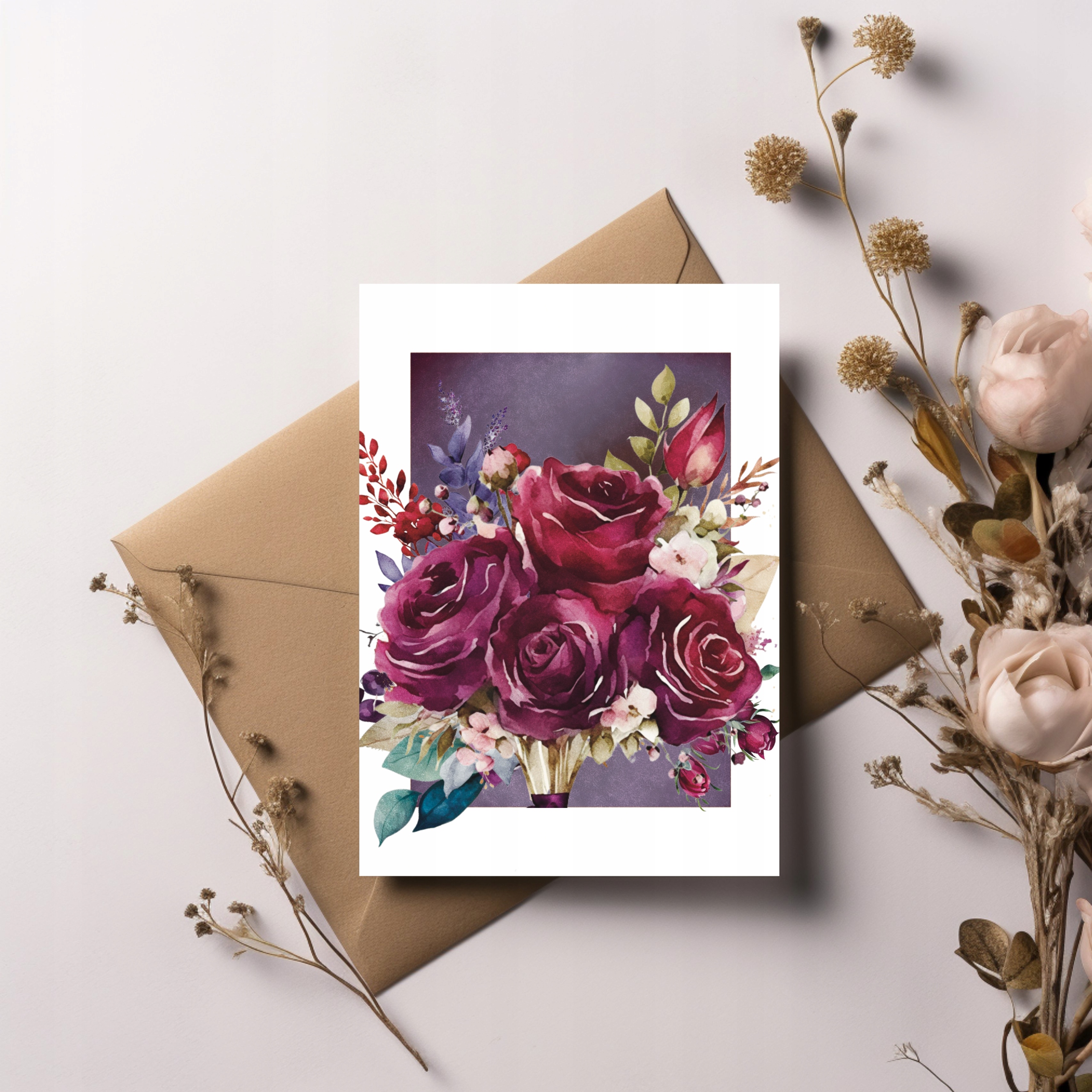 KARTKA OKOLICZNOŚCIOWA, URODZINOWA, DZIEŃ MAMY - DUSTY ROSE