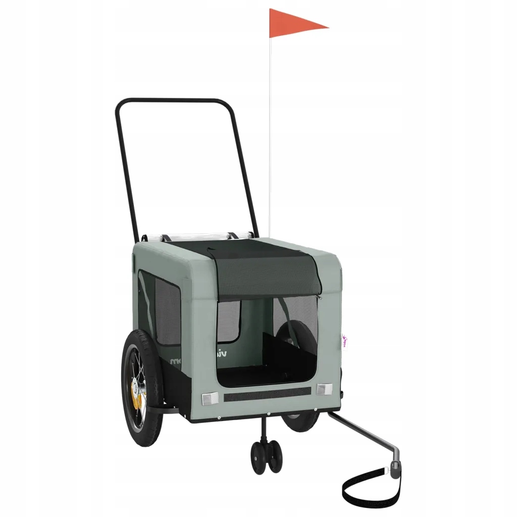 Přívěs na kolo pro zvířata šedo-černý 120x54,5x53 cm