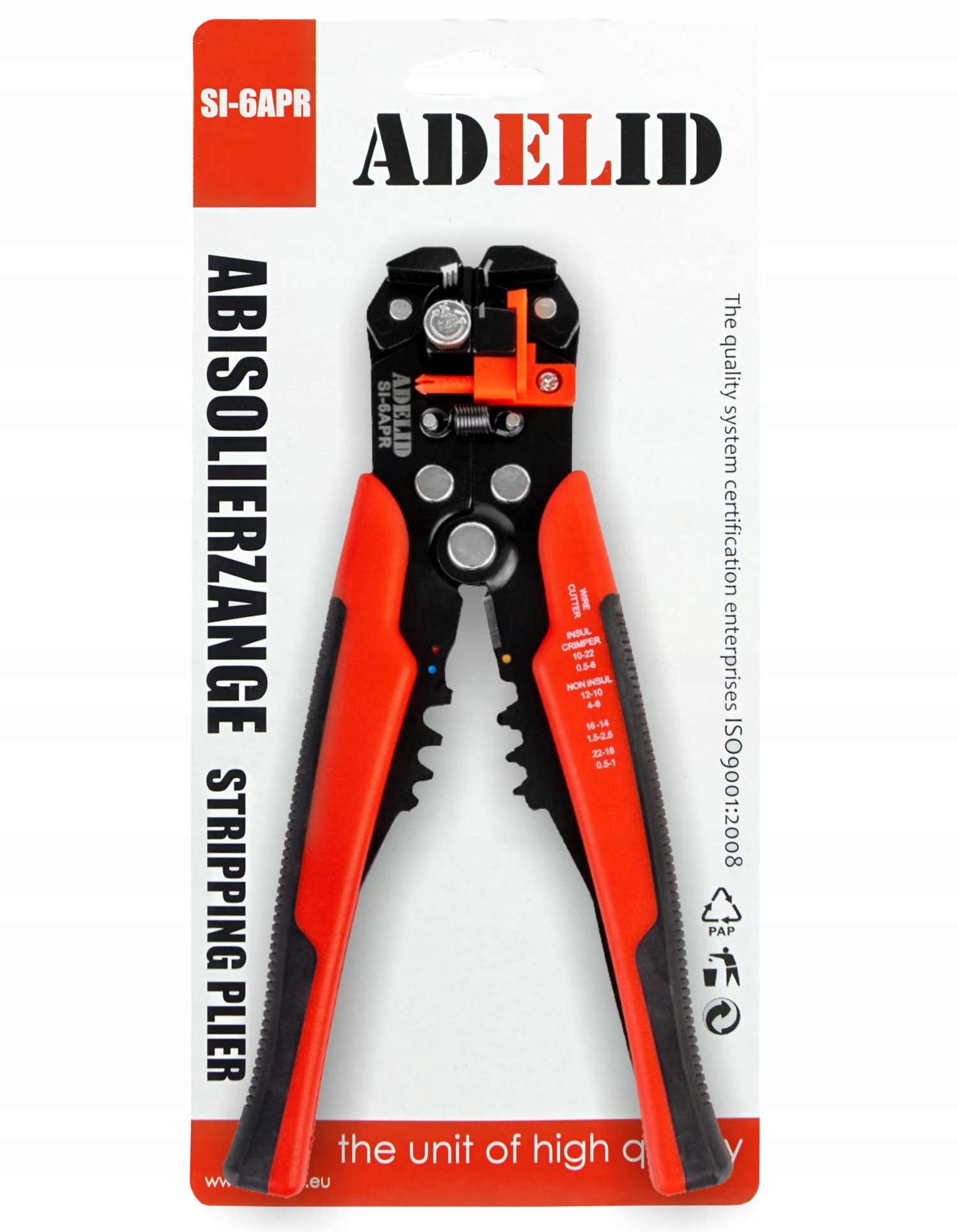 Zaciskarka Adelid 3w1 do ściągania izolacji i zaciskania PRZEWODÓW 0,02 mm² Maksymalny przekrój przewodu 6 mm²