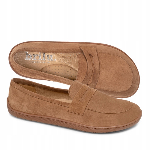 Brilu Polskie Damskie Skórzane Mokasyny Barefoot Zahra Brązowe 38