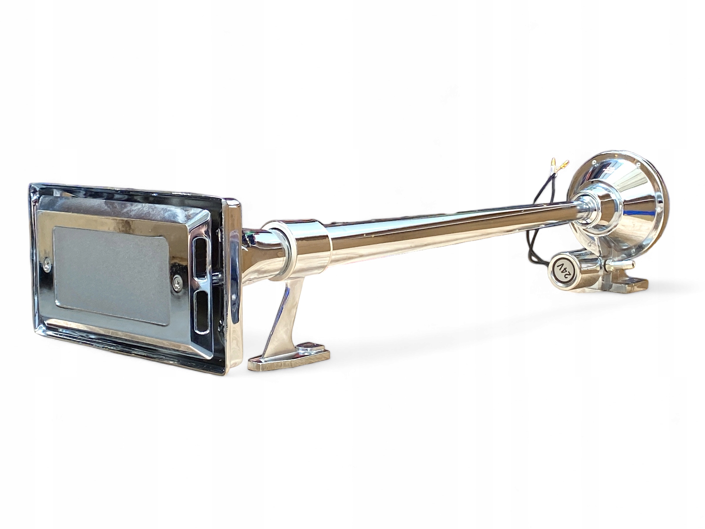 Sygnał pneumat. Trąbka klakson 64cm 12/24V z zaworem prostokątny