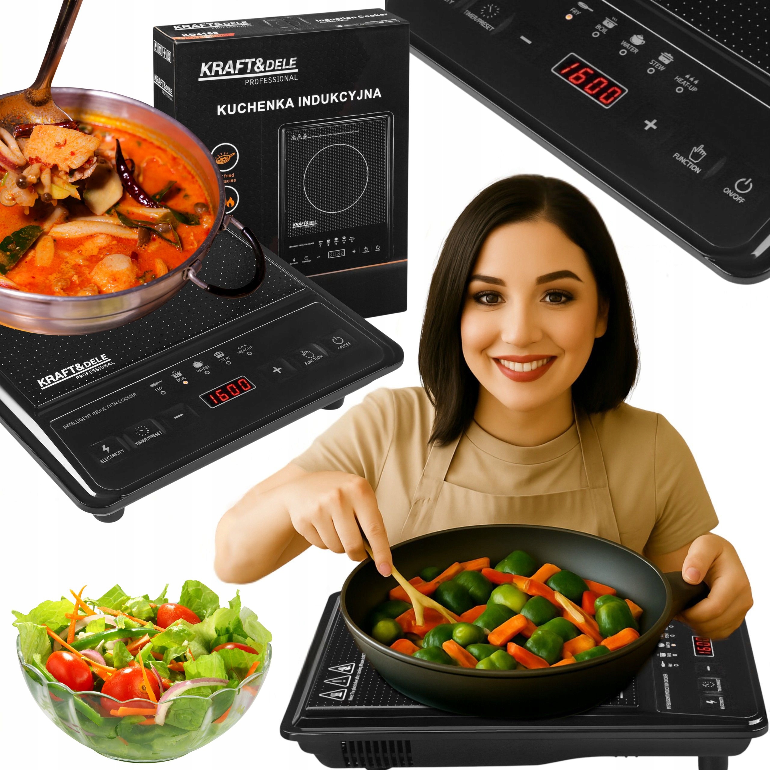 Kuchenka Indukcyjna Jednopalnikowa Indukcja Przenośna Elektryczna 2000W