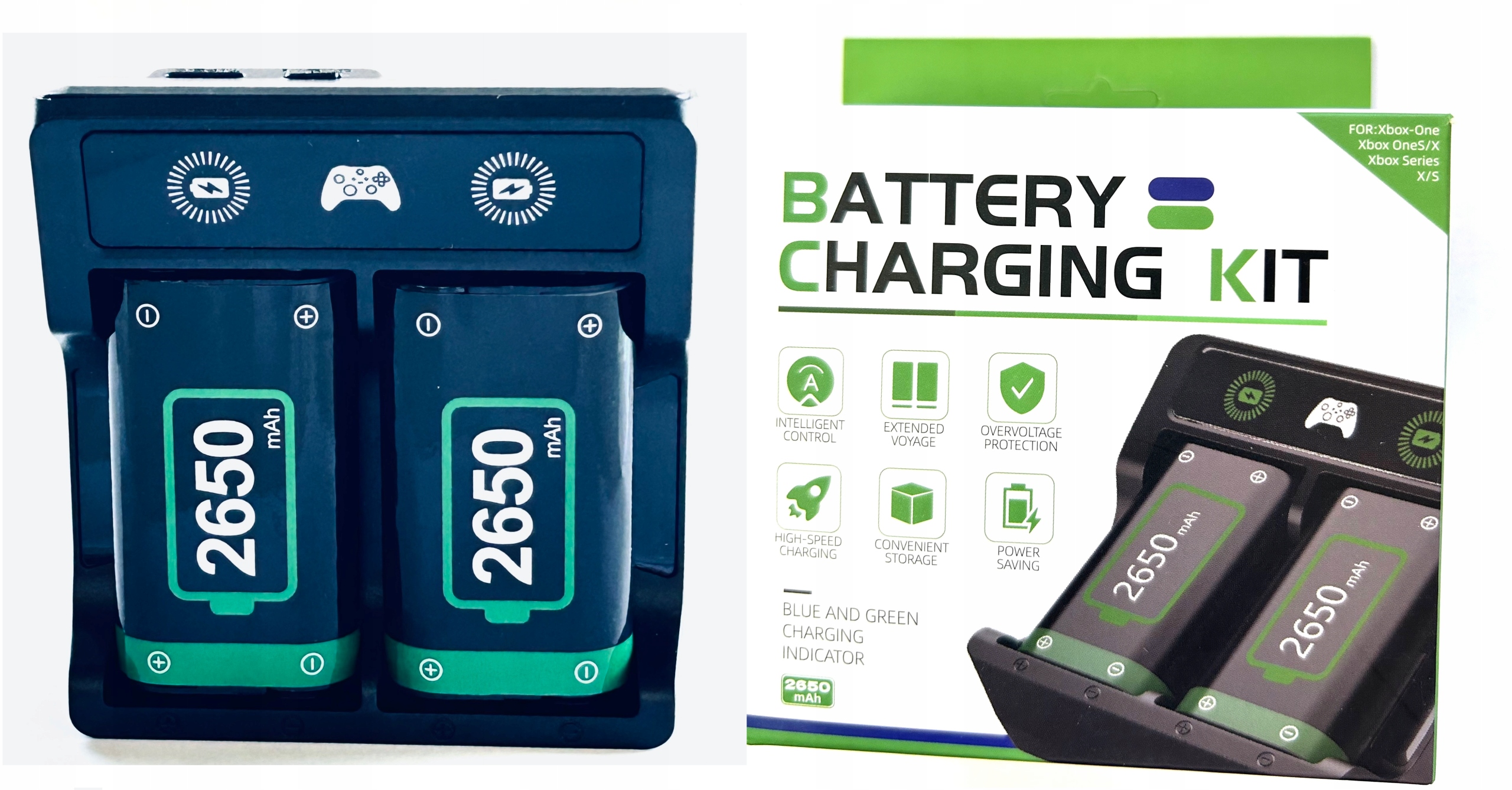 Ładowarka + 2szt akumulatorów do padów XBox Series X/S 2 x 2650mAh