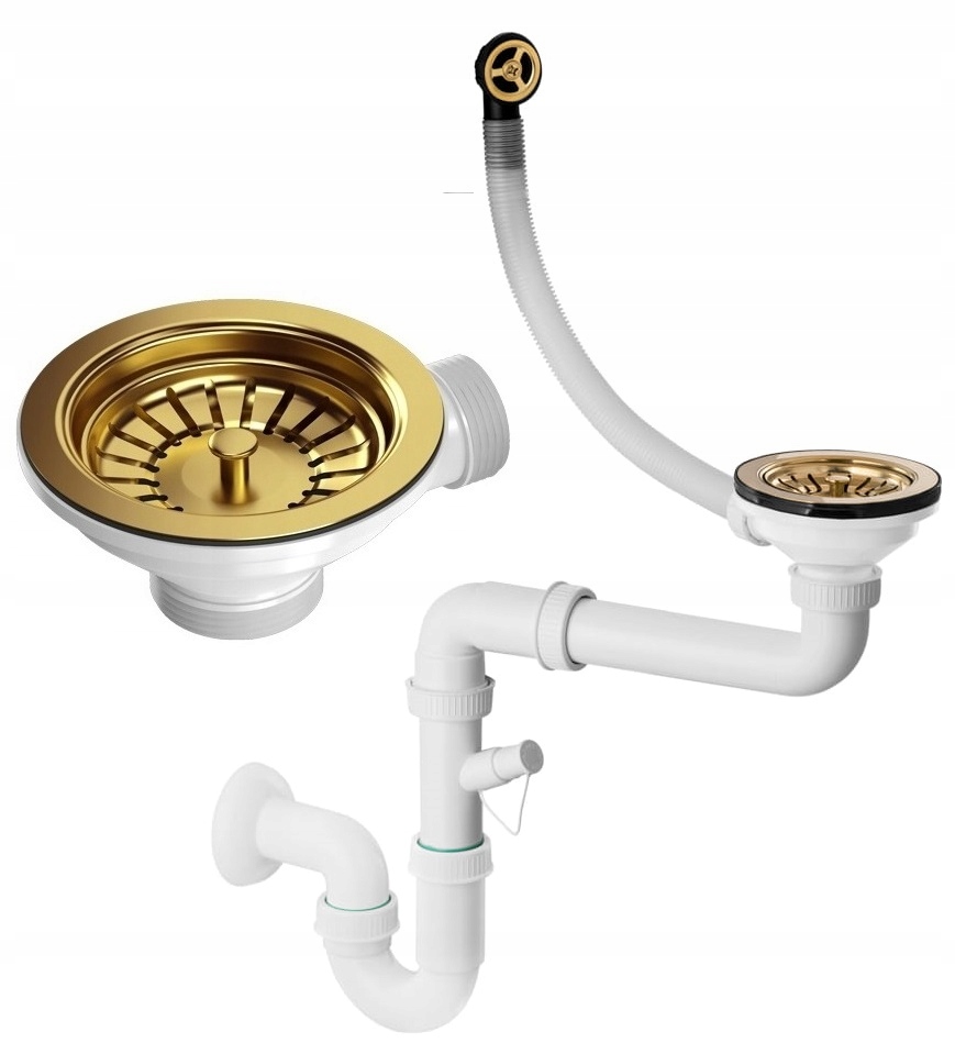 

Syfon Do Zlewozmywaka Kuchennego Manualny Złoty