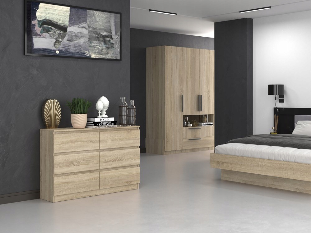 NOWOCZESNA KOMODA MALWA M6 120CM DĄB SONOMA Wysokość mebla 75 cm