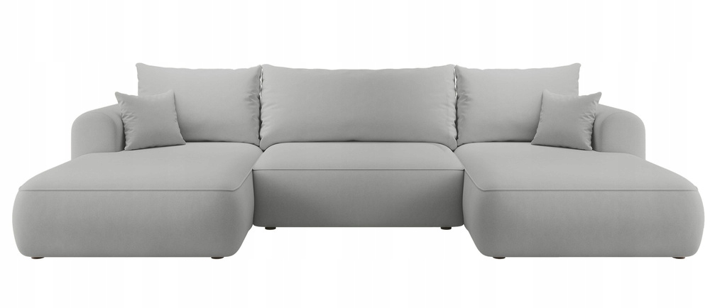 Rohová Sedací Souprava s funkcí spaní Ovo U-tvarovaný šedý velur univerzální