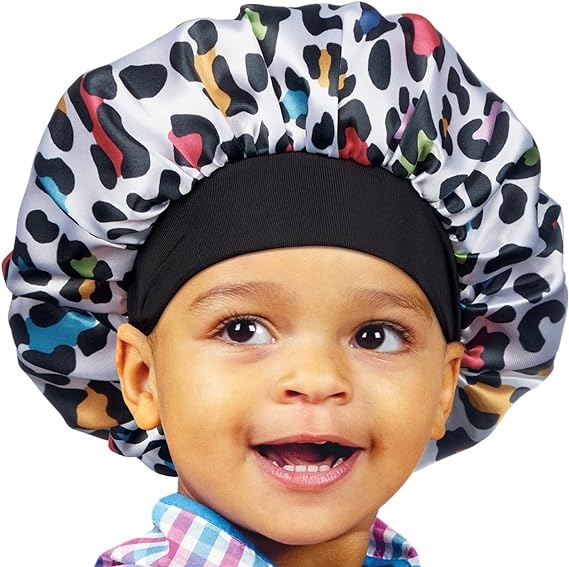 RED by Kiss oddychająca czapka do loków dla niemowlaków dzieci leopard