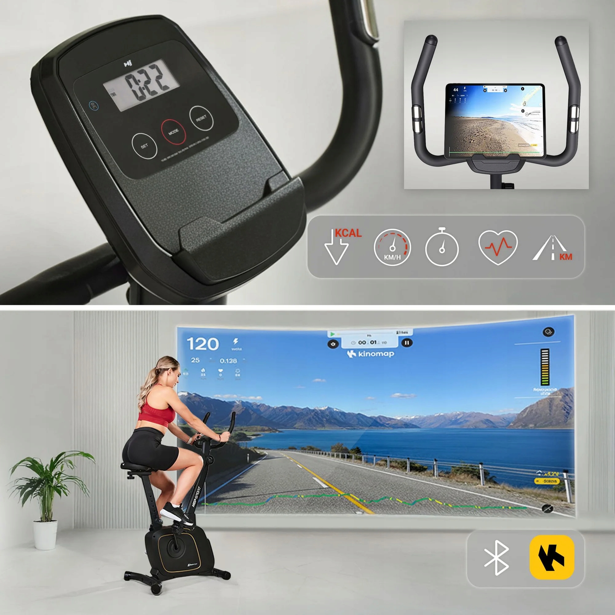 Rower Treningowy Magnetyczny Stacjonarny do Ćwiczeń Bluetooth Kinomap Marka Hop-Sport