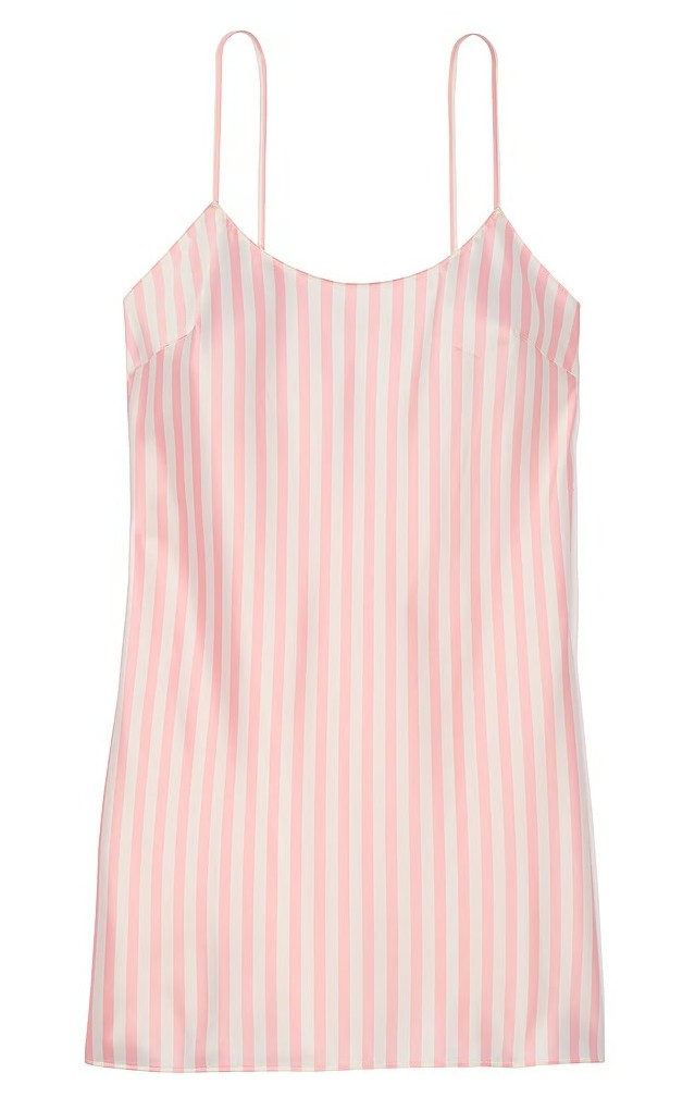 Saténová tričko noční Victoria's Secret s růžovými proužky S