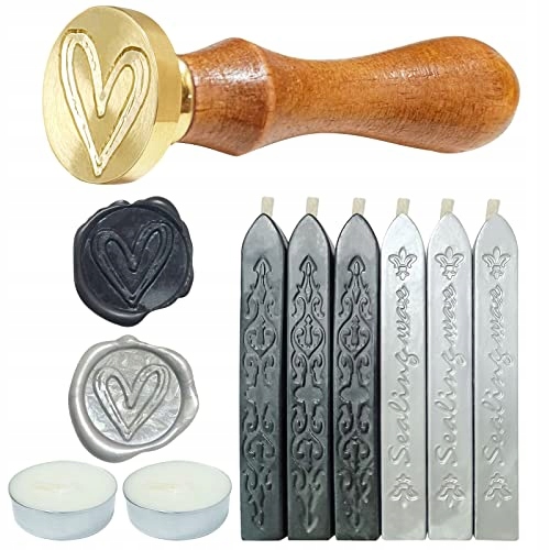 Razítko lakovací pečeť z vosku sada s voskem a svíčkami vzor srdce