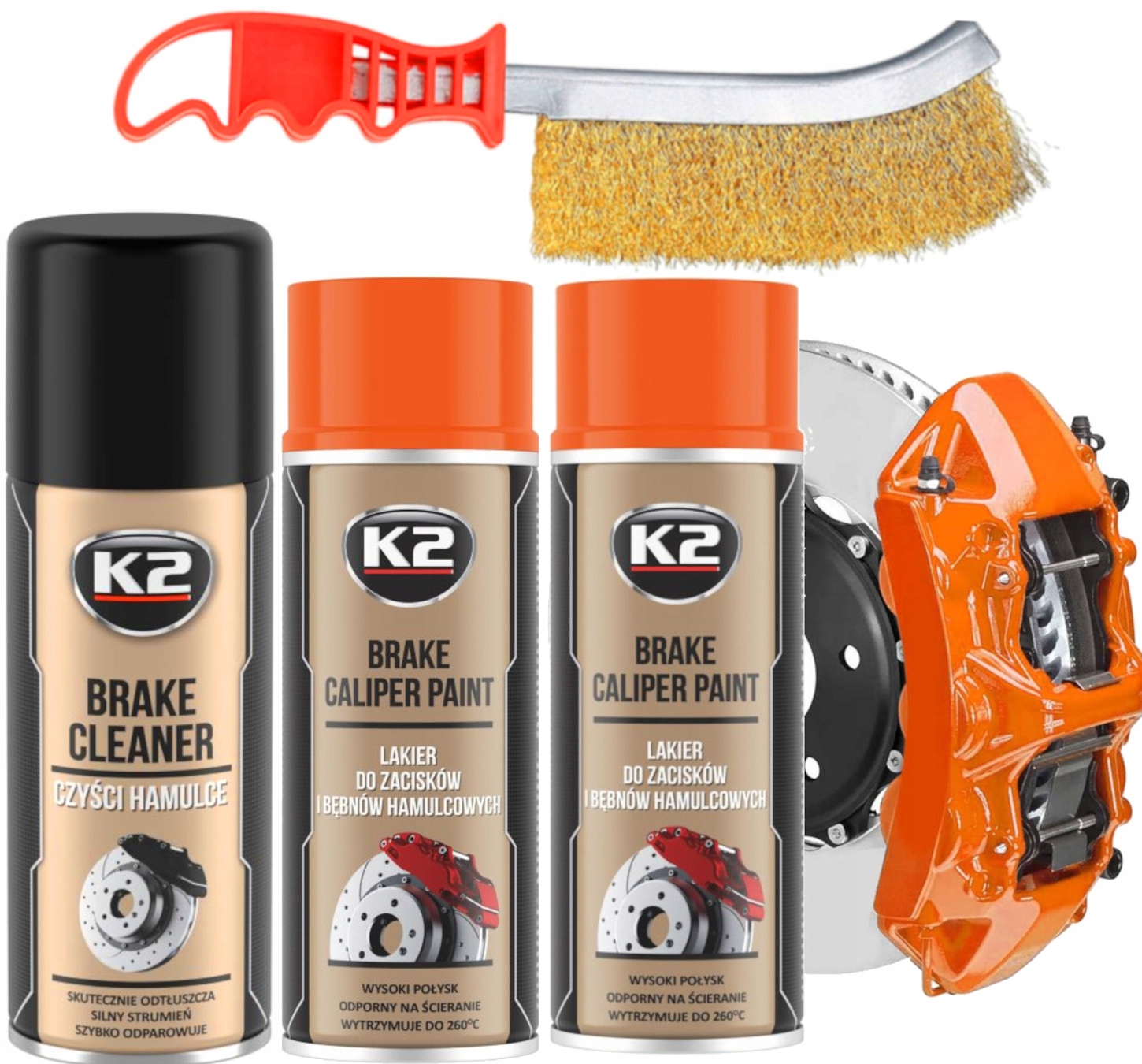 K2 Brake Caliper Farba Lakier Do Malowania Zacisków Hamulcowych Pomarańczow