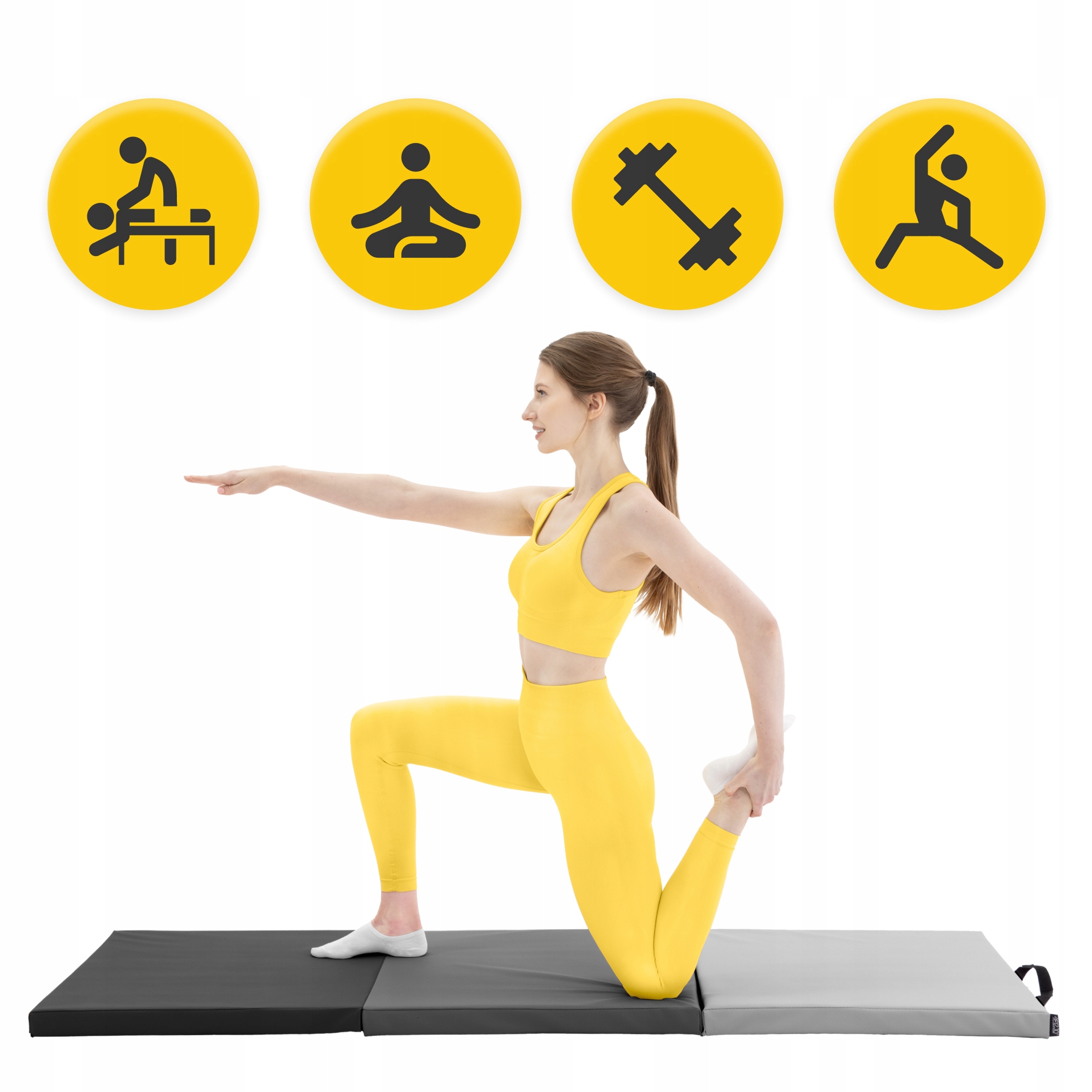 ГИМНАСТИЧЕСКИЙ МАТРАС ДЛЯ РЕАБИЛИТАЦИИ, СКЛАДНОЙ ПОРТАТИВНЫЙ МАТ 180 см Длина 180 см