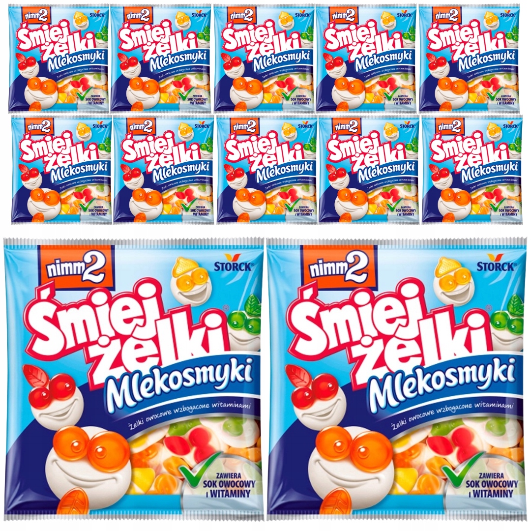Levně nimm2 Želé mléčné bonbóny Ovocné Želé Bonbony obohacené vitamíny 90g x 12 Ks