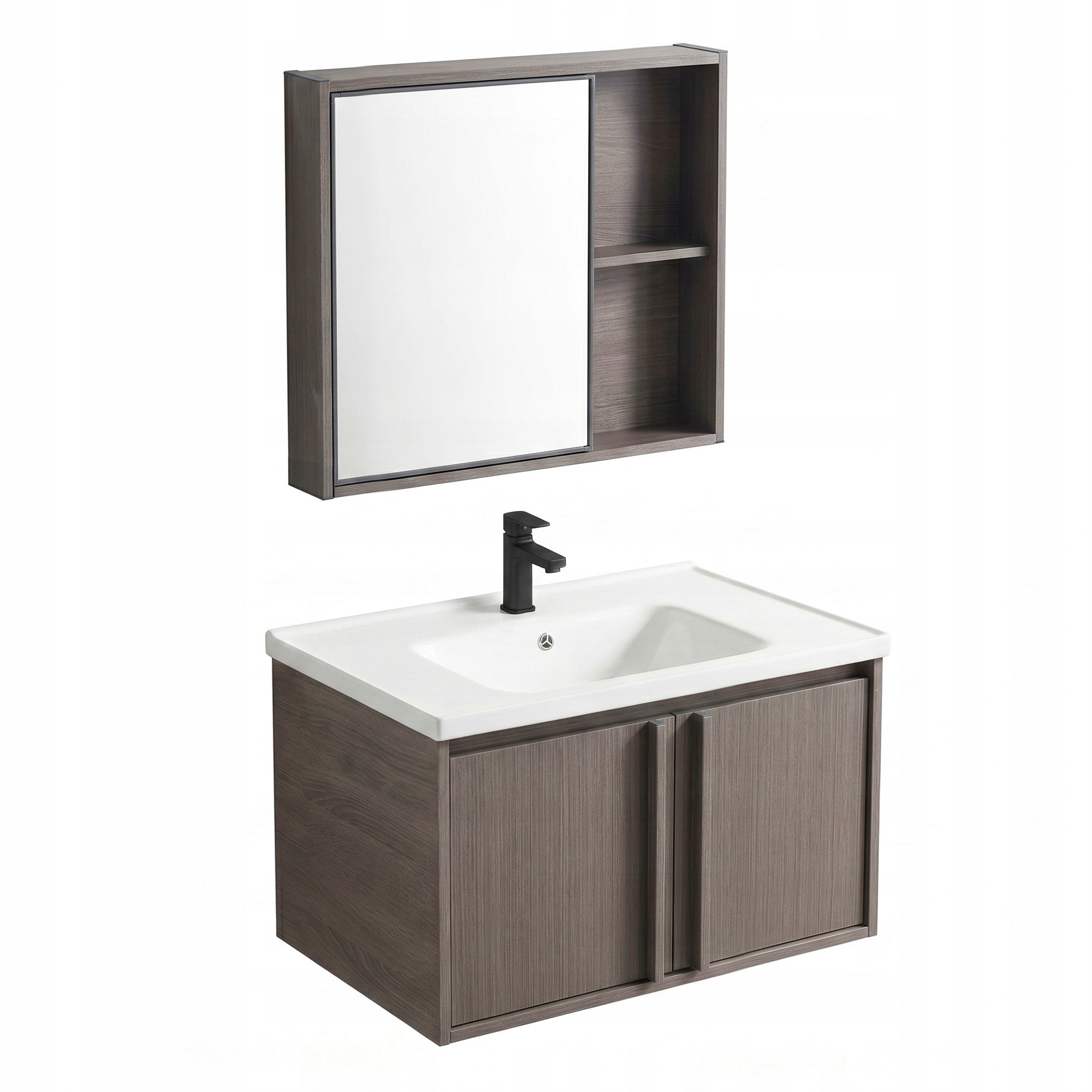 Kúpeľňový Nábytok Komplet S Umývadlom Závesná Zrkadlová Polica Rea Gama Bronz 60 cm