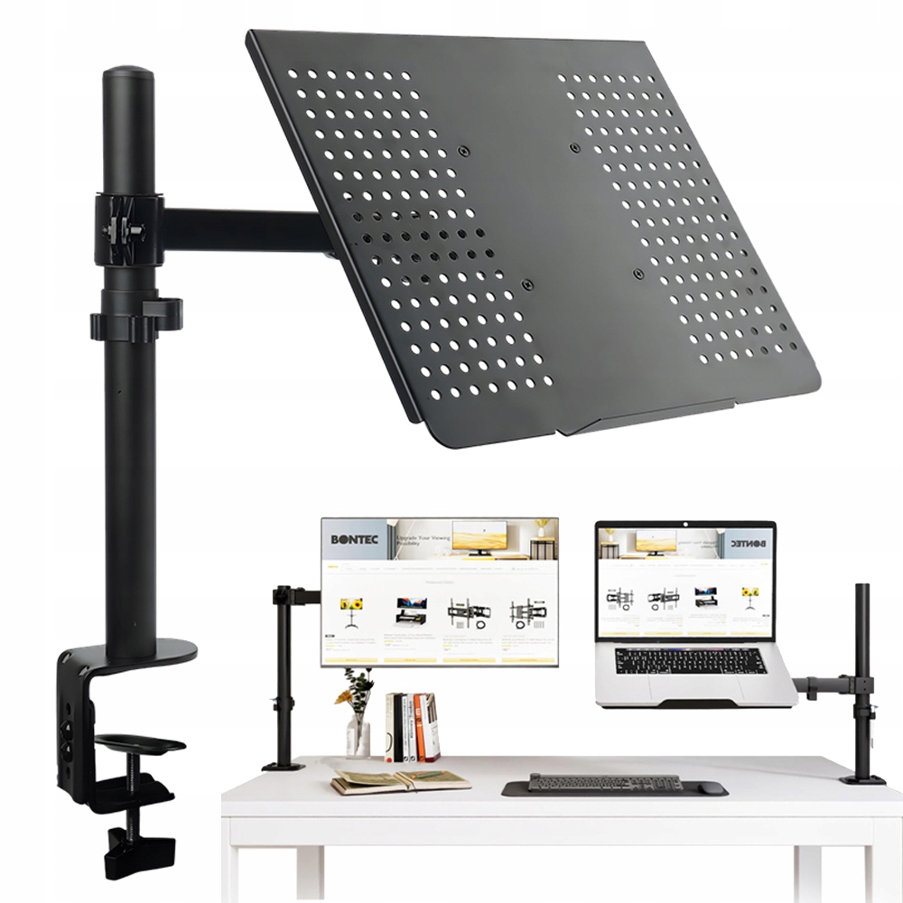 Uchwyt Do Monitora Laptopa Uniwersalny 2W1 Biurkowy Regulowany Obrotowy