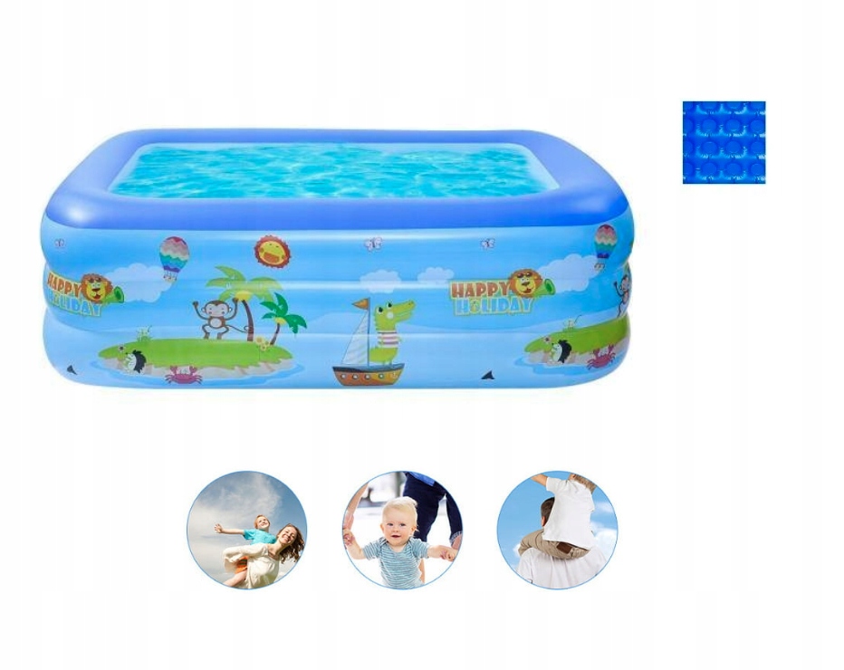 BASEN OGRODOWY DMUCHANY DLA DZIECI PROSTOKĄTNY MIĘKKIE DNO PROSTOKĄTNY DUŻY Pojemność 320 l