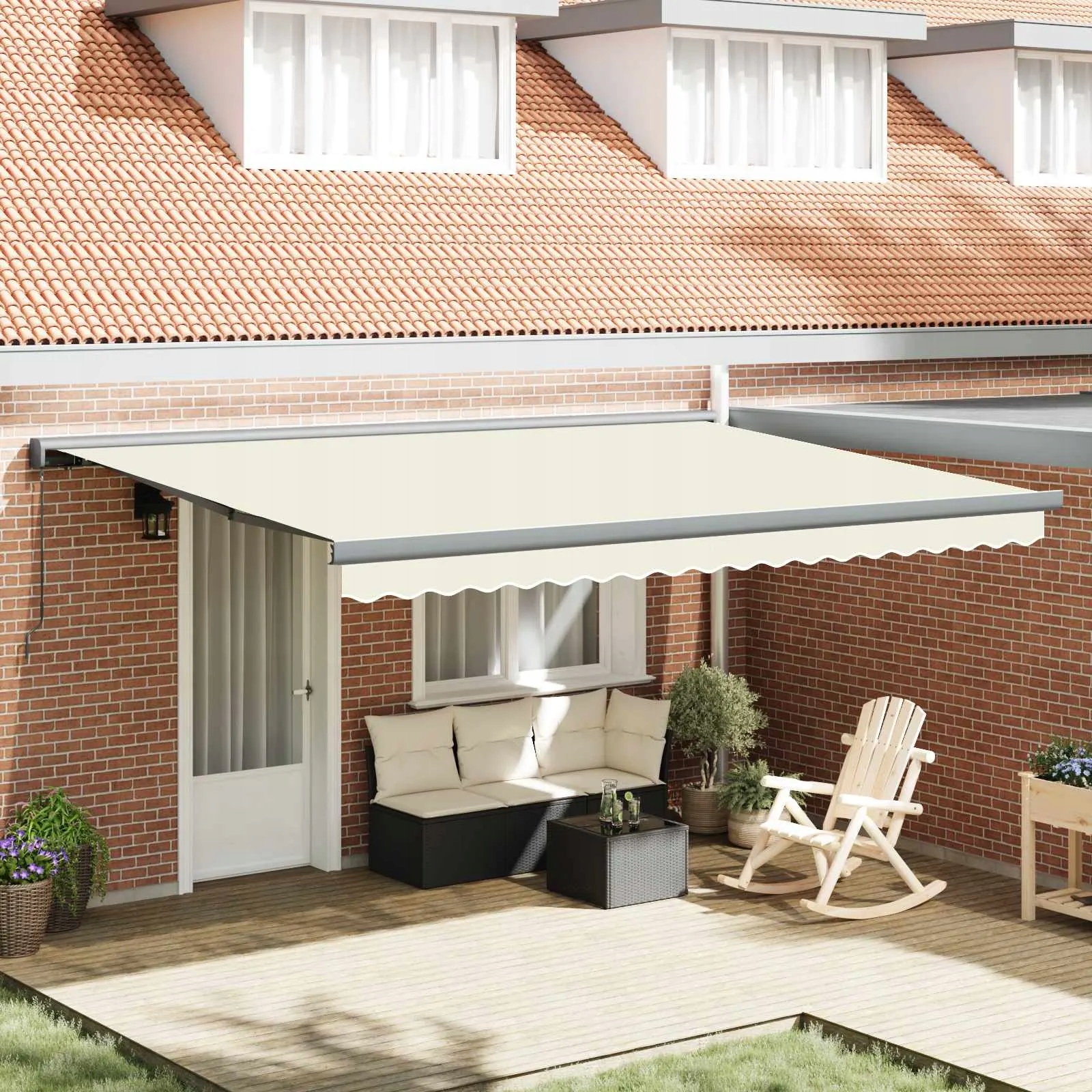 vidaXL Budsorovatelné zastřešení Krémová a šedá 400 × 300 cm