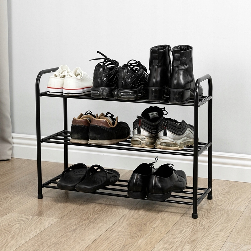 SZAFKA NA BUTY PÓŁKA REGAŁ STOJAK OBUWIE CZARNA SOLIDNA ORGANIZER STOJAK Szerokość mebla 65 cm