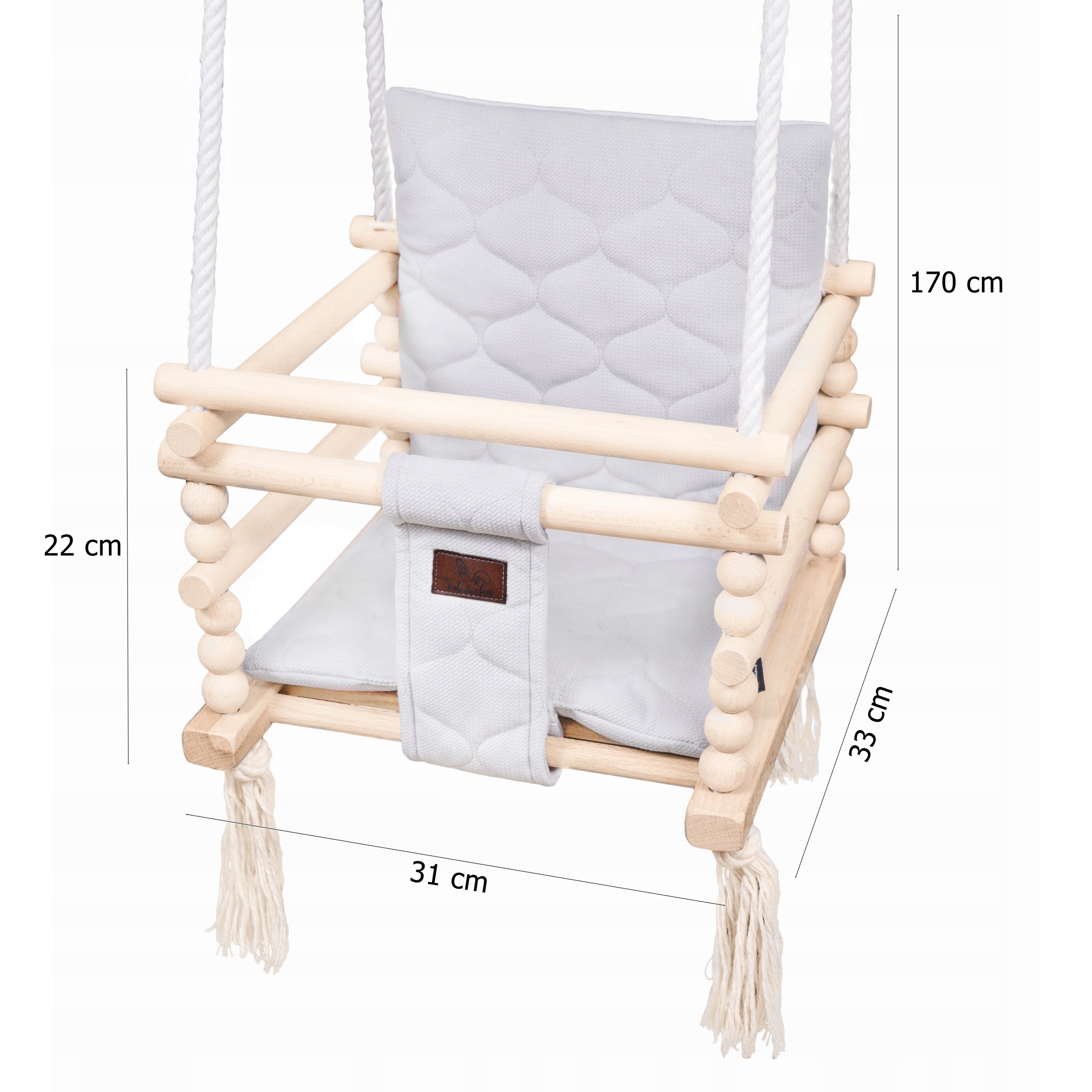 Huśtawka dla dzieci Drewniana TULUSZKA Velvet 3w1 Szary 170cm Kod producenta HV3w1-01