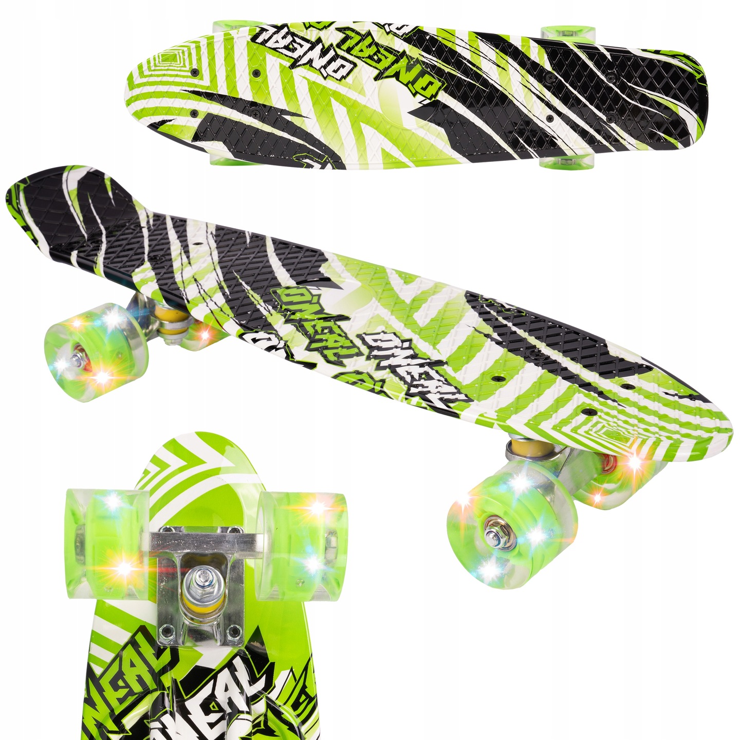 Deskorolka Fiszka Świecące Koła LED Deska Drift Neon 56cm Fishboard Abec-7 Stan opakowania oryginalne
