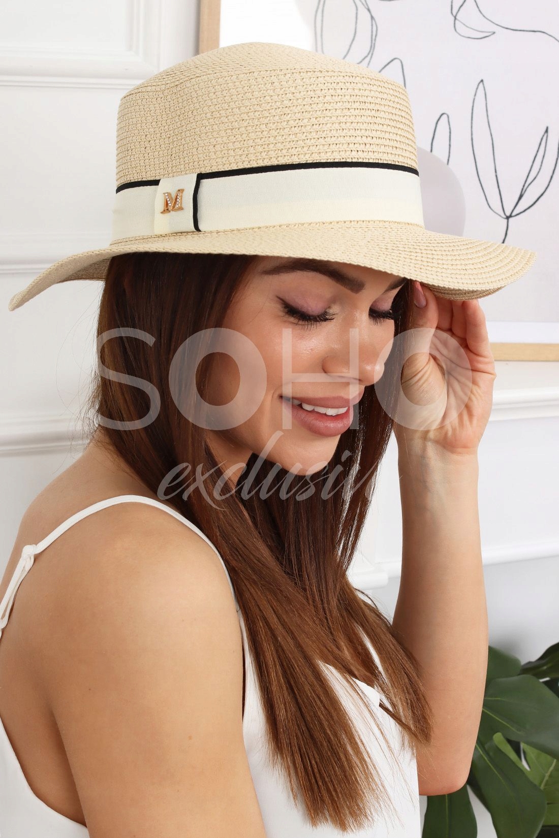 KAPELUSZ SŁOMKOWY LETNI PLAŻOWY MODNY KOBIECY DAMSKI KOBIECY KOLORY 2370 Model 2370