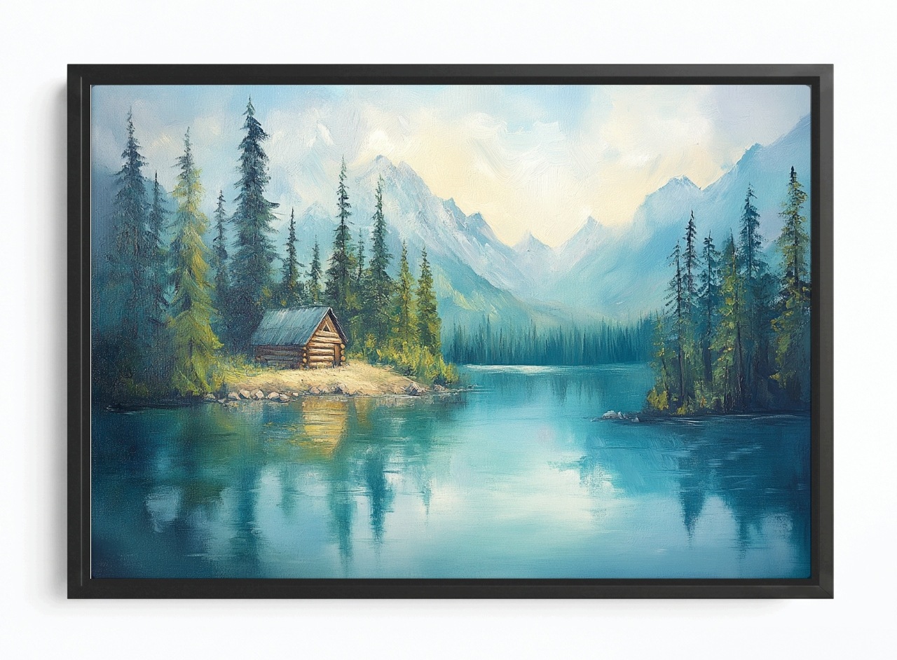 Obraz Rám Americký Box Krajina Jezero Les Stromy Hory Tatry Vrcholy 60x40
