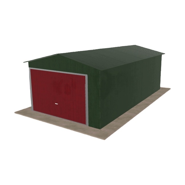 Plechová garáž 3.5x6.5 m jednopolohová, dvouspádová, zelená