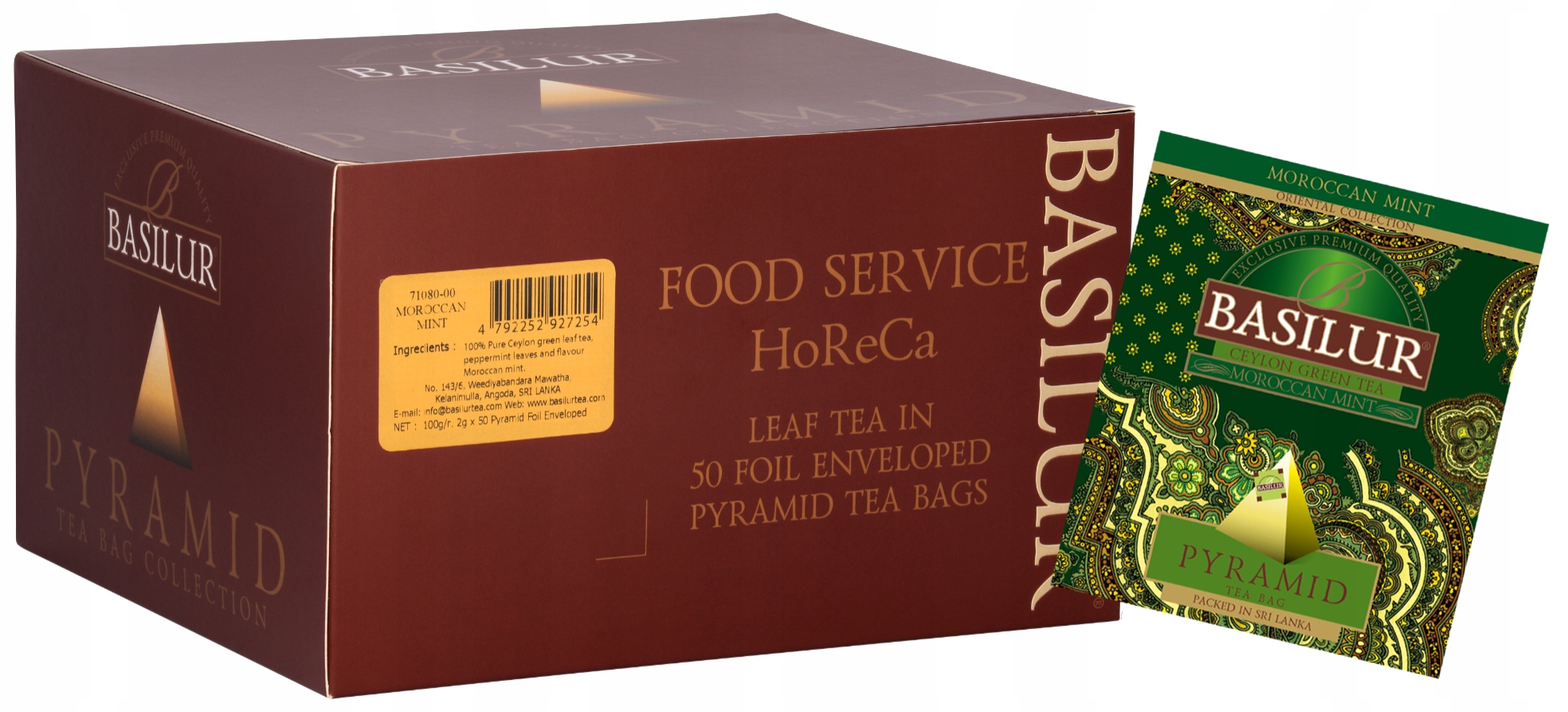 Herbata zielona Mięta Pieprzowa piramidki torebki Basilur HoReCa 50 x 2 g
