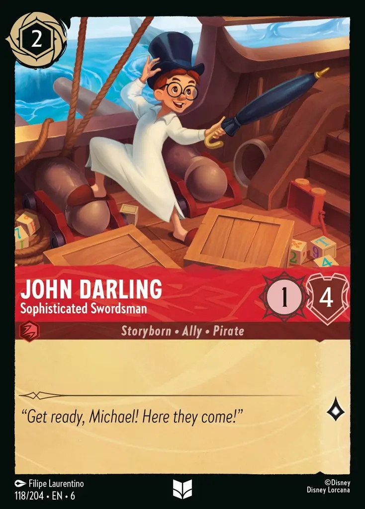 Disney Lorcana John Darling Sophisticated Swordsman 6AZS #118 Foil