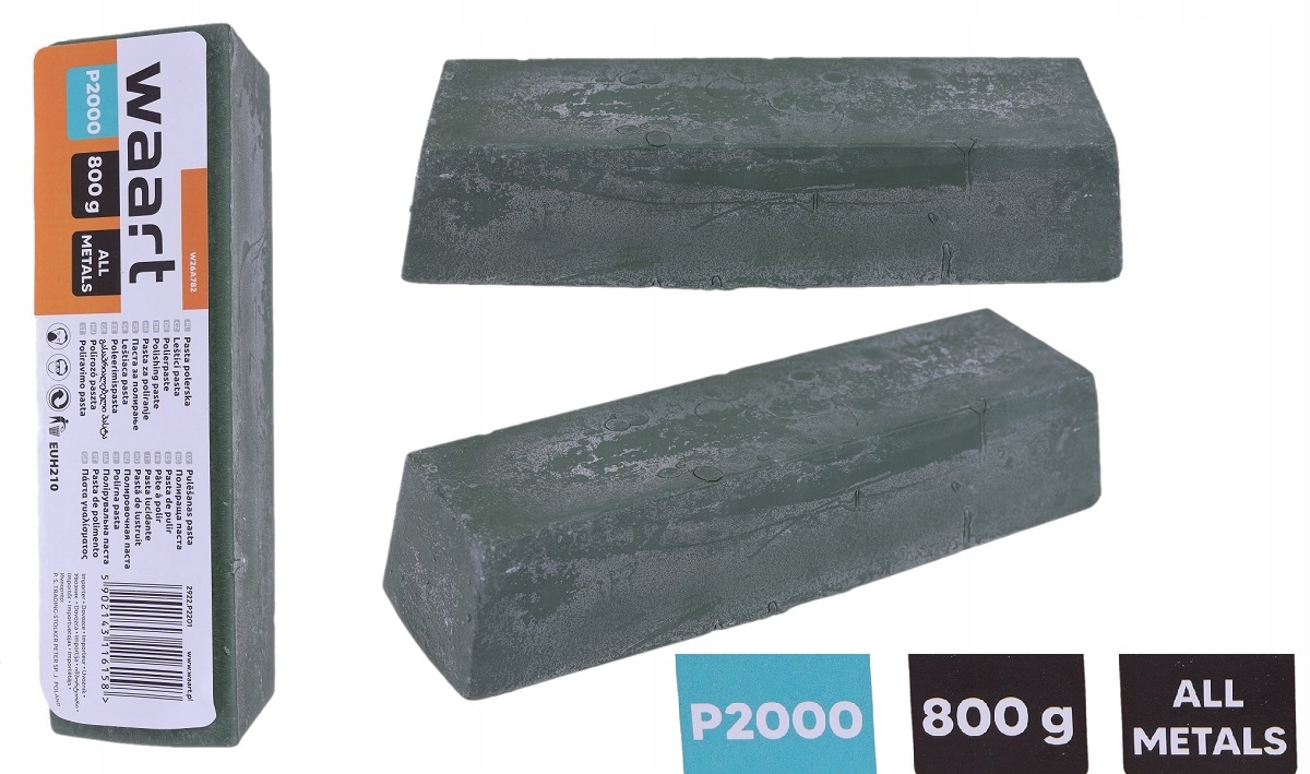 PASTA POLERSKA ZIELONA DO METALU STALI NIERDZEWNEJ 800 g METALE KOLOROWE