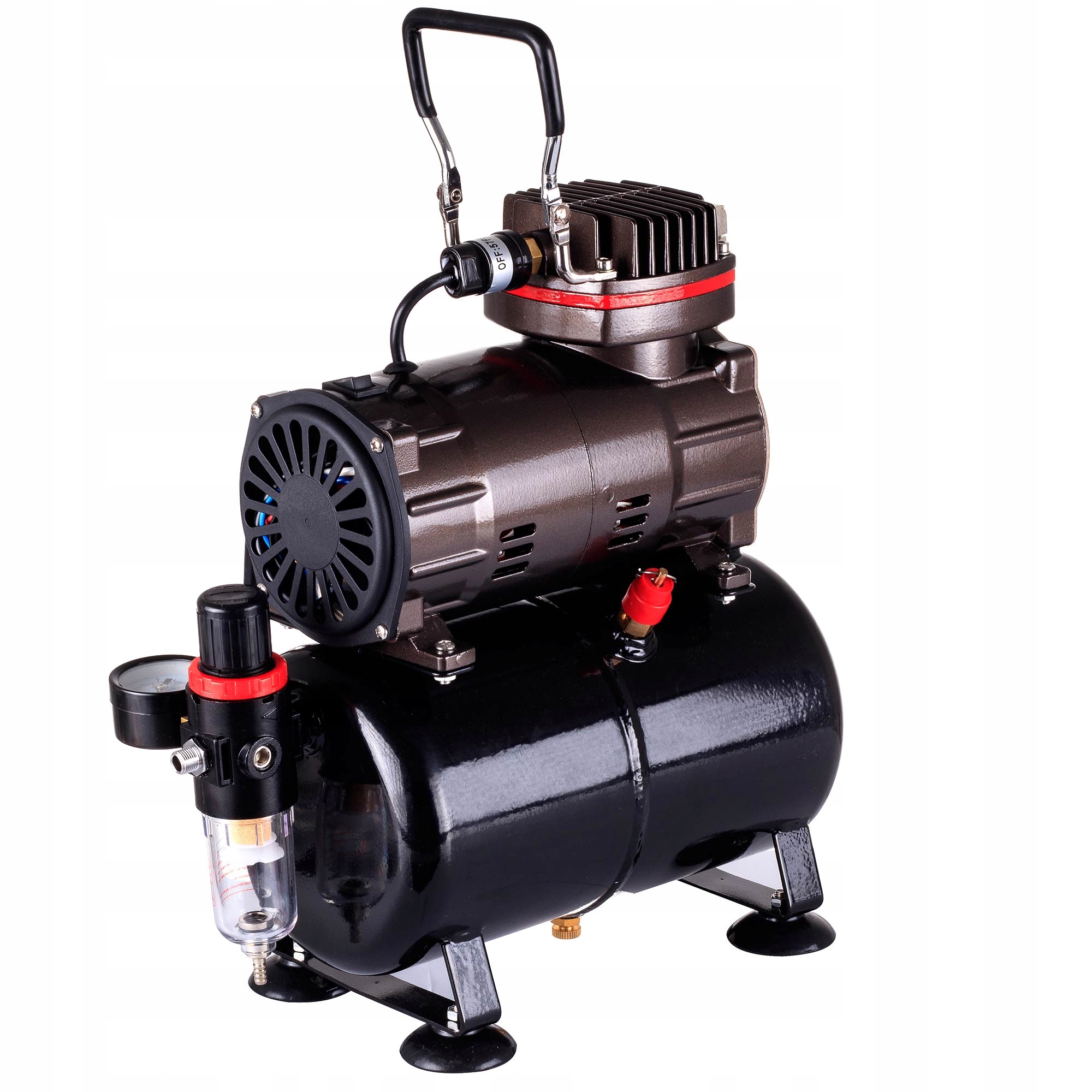 Kompresor pro aerograf s lahví 3L Reduktor Filtr Bezolejový kompresor 23 l/m
