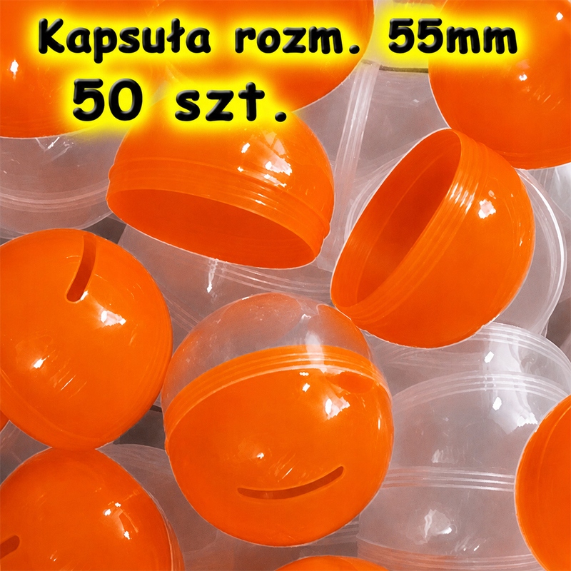 Kapsuła pusta 55mm Pomarańczowa do losowania 50szt kapsuły na loterię los