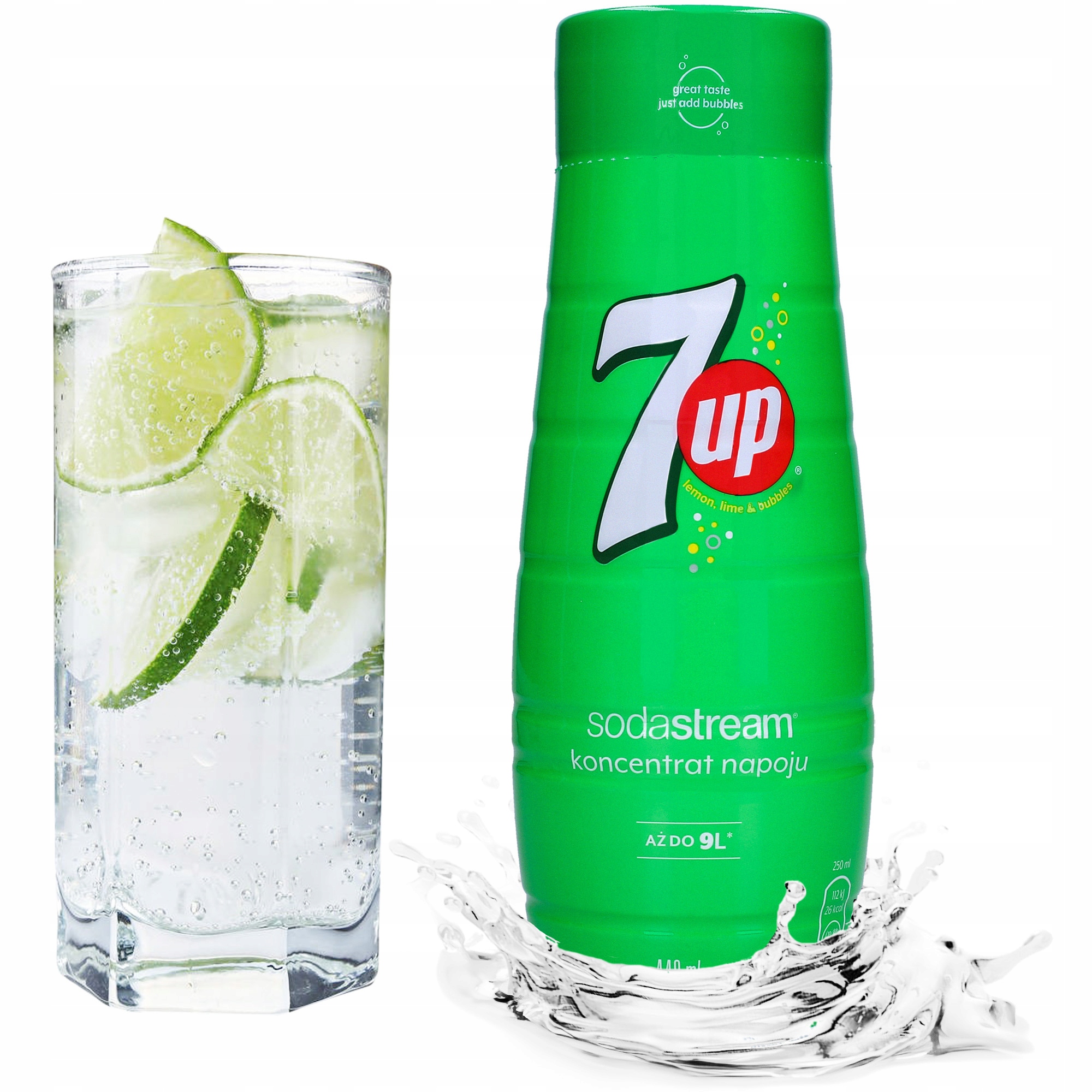 Syrop koncentrat 7Up do saturatora Sodastream Terra 9L napoju z 440ml Kolor dominujący zielony