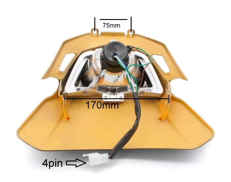 LAMPA PRZÓD Z MOCOWANIEM CROSS 125 250 300 CZARNA Numer katalogowy części 34344432/a56125cr1