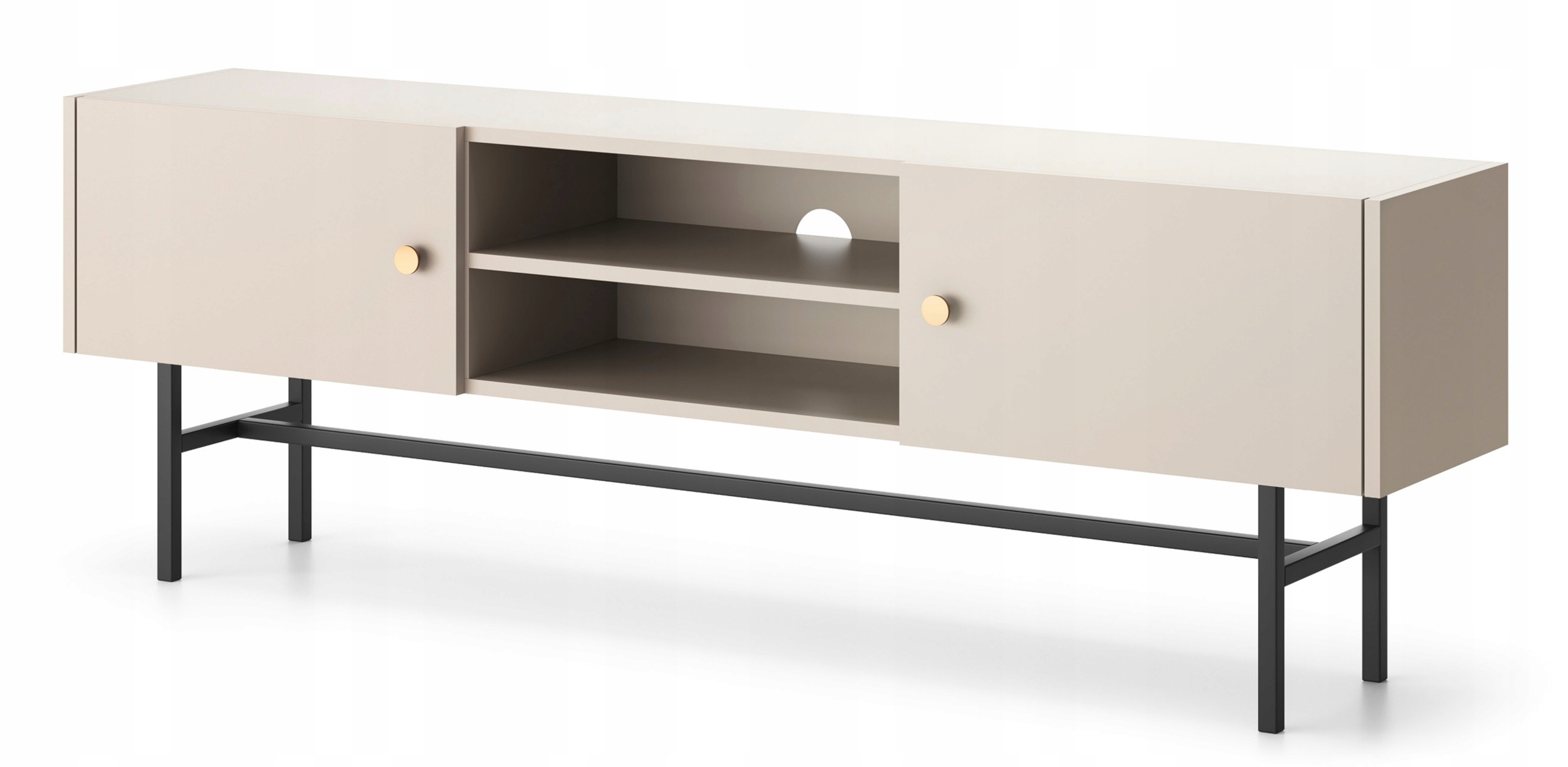 Rtv skříňka Divenos dvoudveřová 155 cm s výklenky Šedá béžová