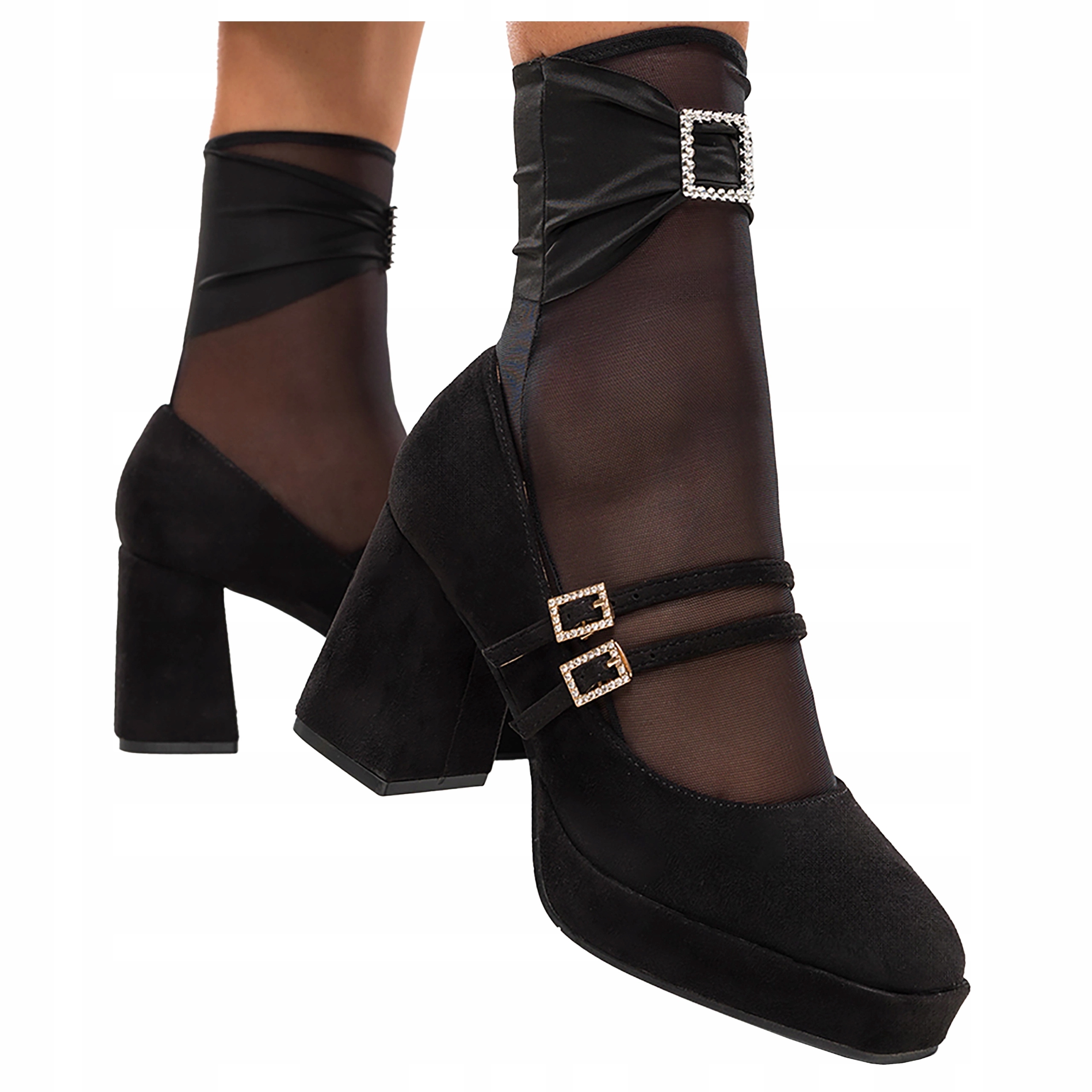 Dámské lodičky Černé na podpatku Mary Jane Kožená Vložka vel. 38