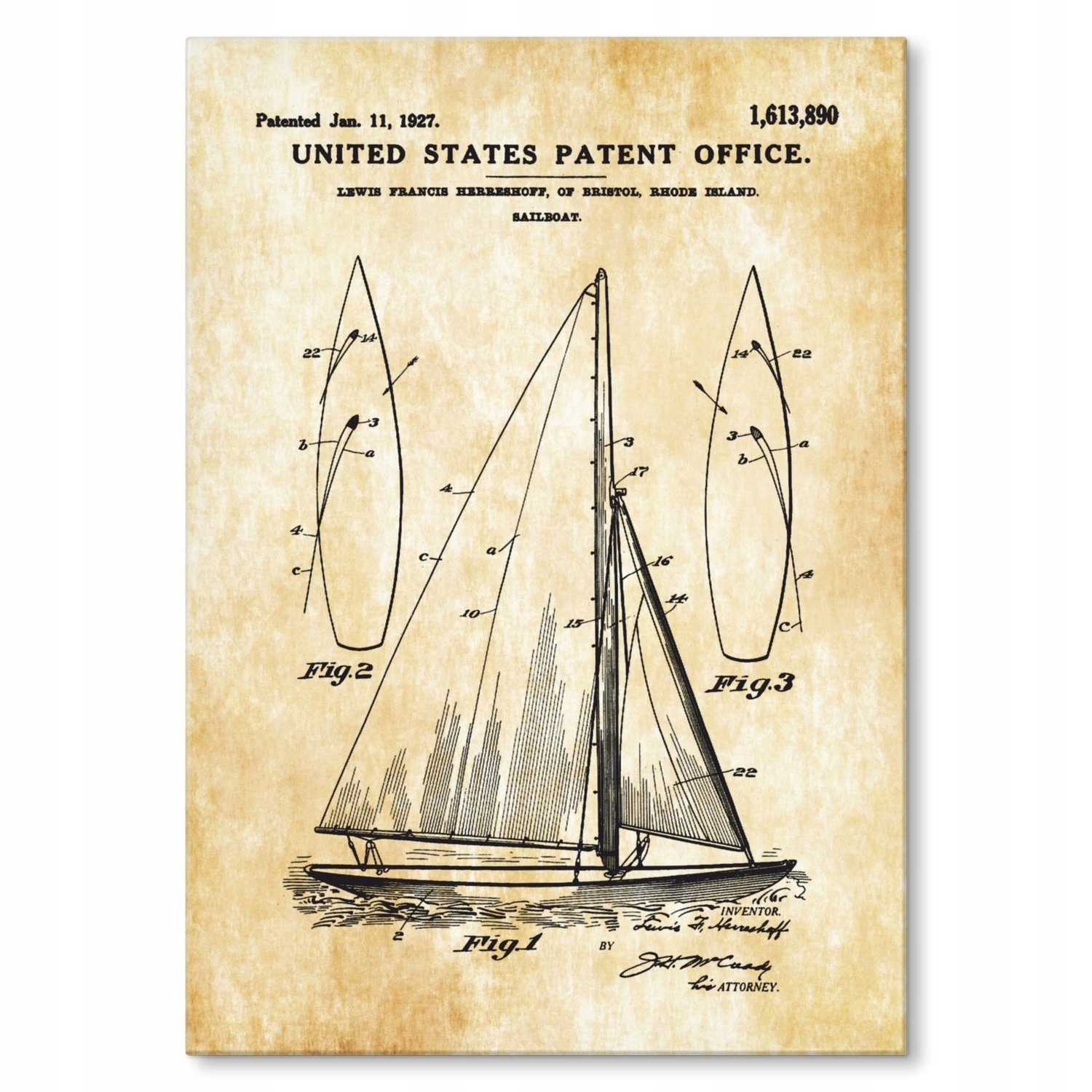 Kovový plakát Boat Patent Dárek 22 x 31 cm