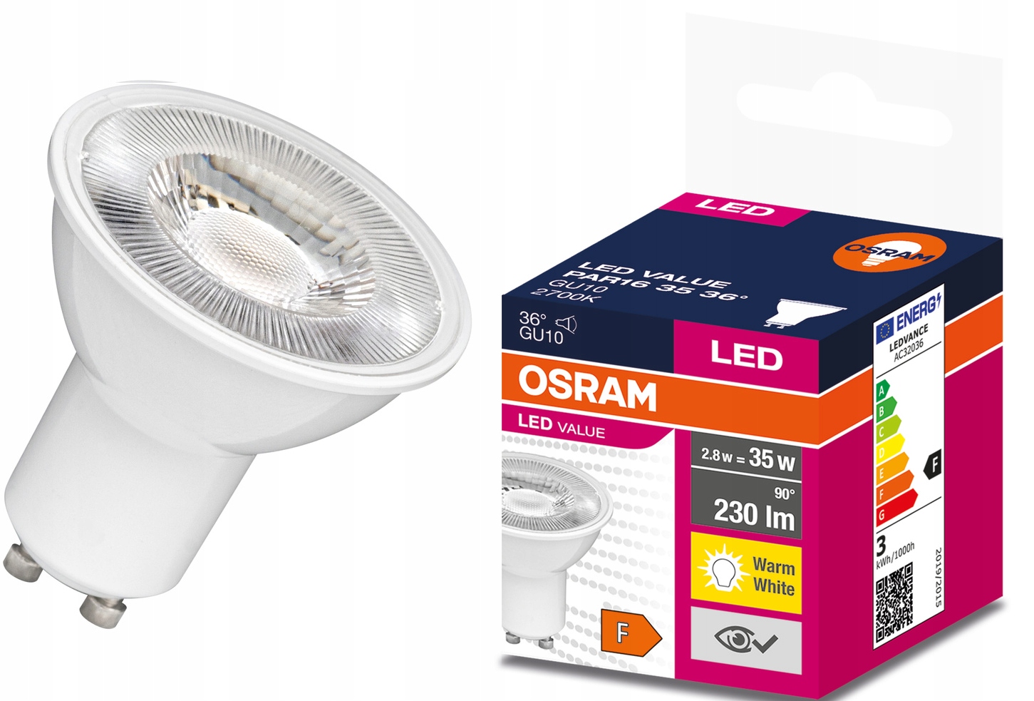 

Żarówka Led Value PAR16 80 120° 6,9W/830 GU10 575