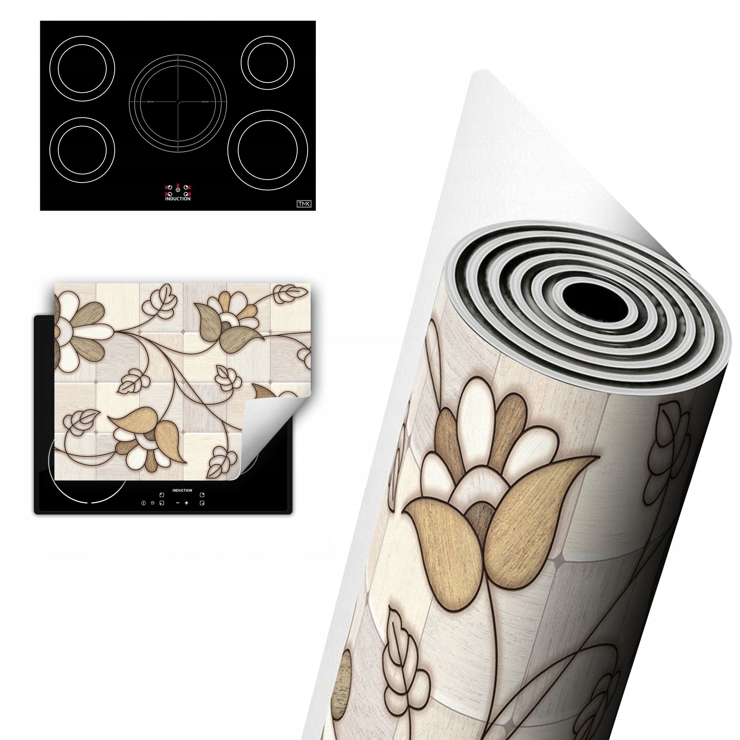 Vinylová Ochrana Na Indukci Deska 80x52 květina mozaika