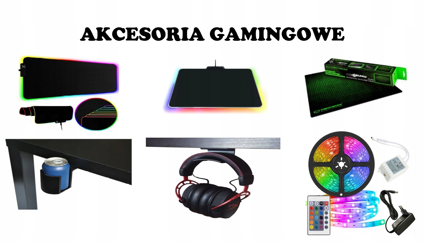 Biurko komputerowe Czarne Czerwona Krawędź 120x60 cm na wymiar Szerokość mebla 120 cm