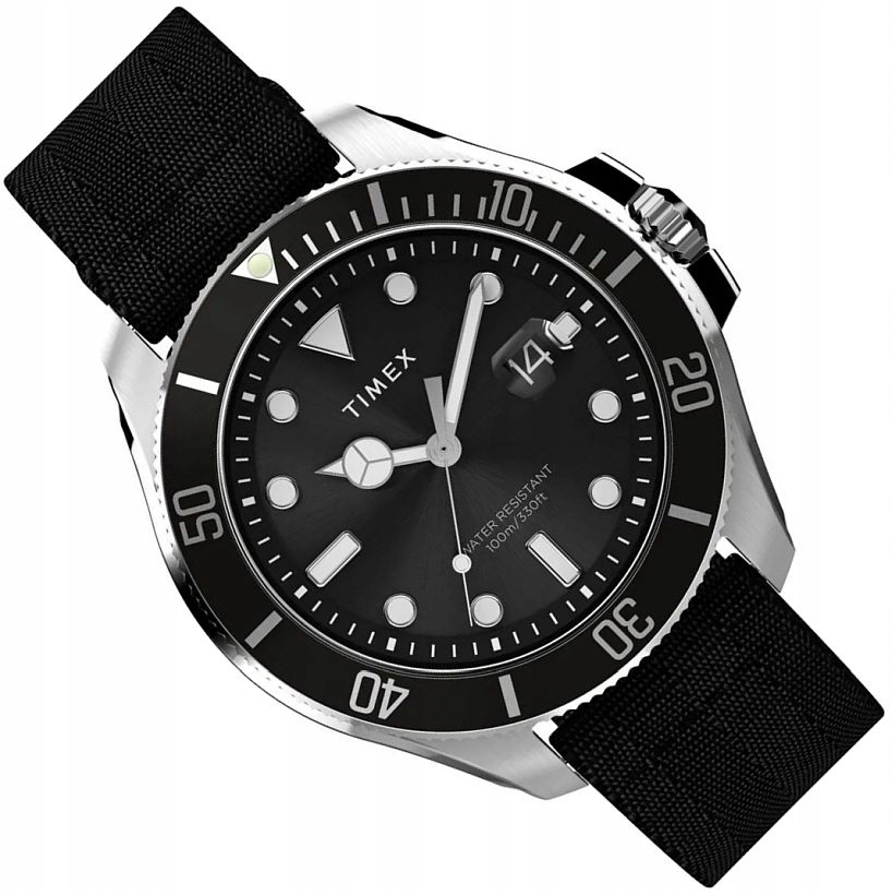 Juniorské Sportovní Hodinky Diver Černé Timex TW2Y09200 S Lupou Ø44 mm