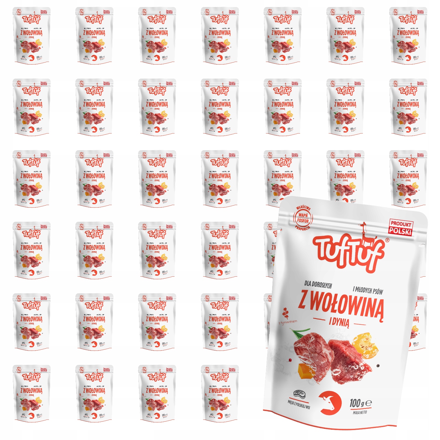 Vlhké Krmivo Pro Psa TufTuf Sáček Mleté Hovězí Dýně 40x100G