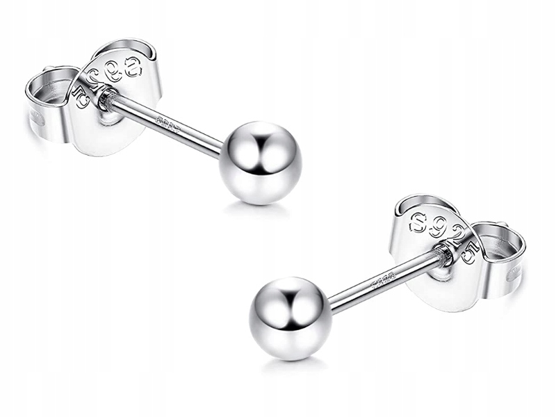 

Kolczyki Srebrne Gładkie Kulki Kuleczki Balls 4MM