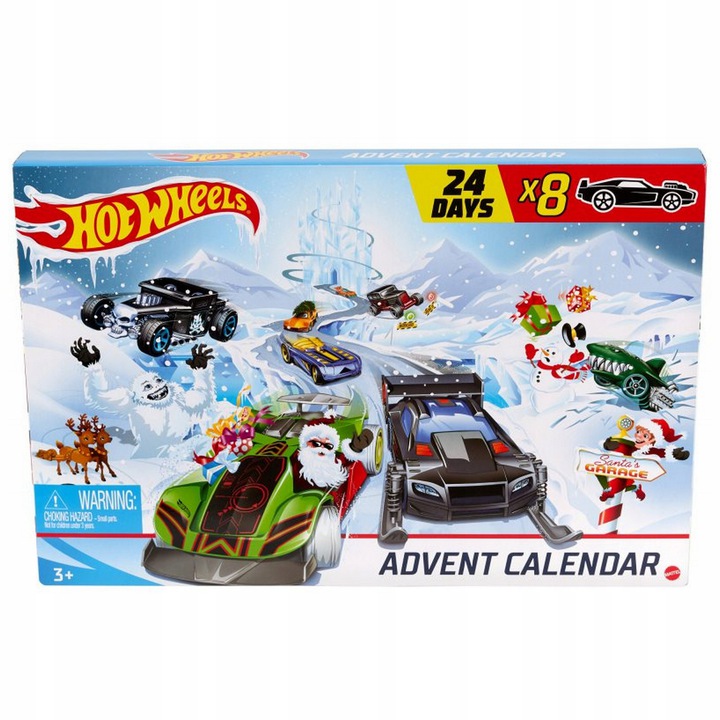 Адвент-календарь Hot Wheels 2020 GJK02, 8 машинок, аксессуары и игровое поле, от 3 лет