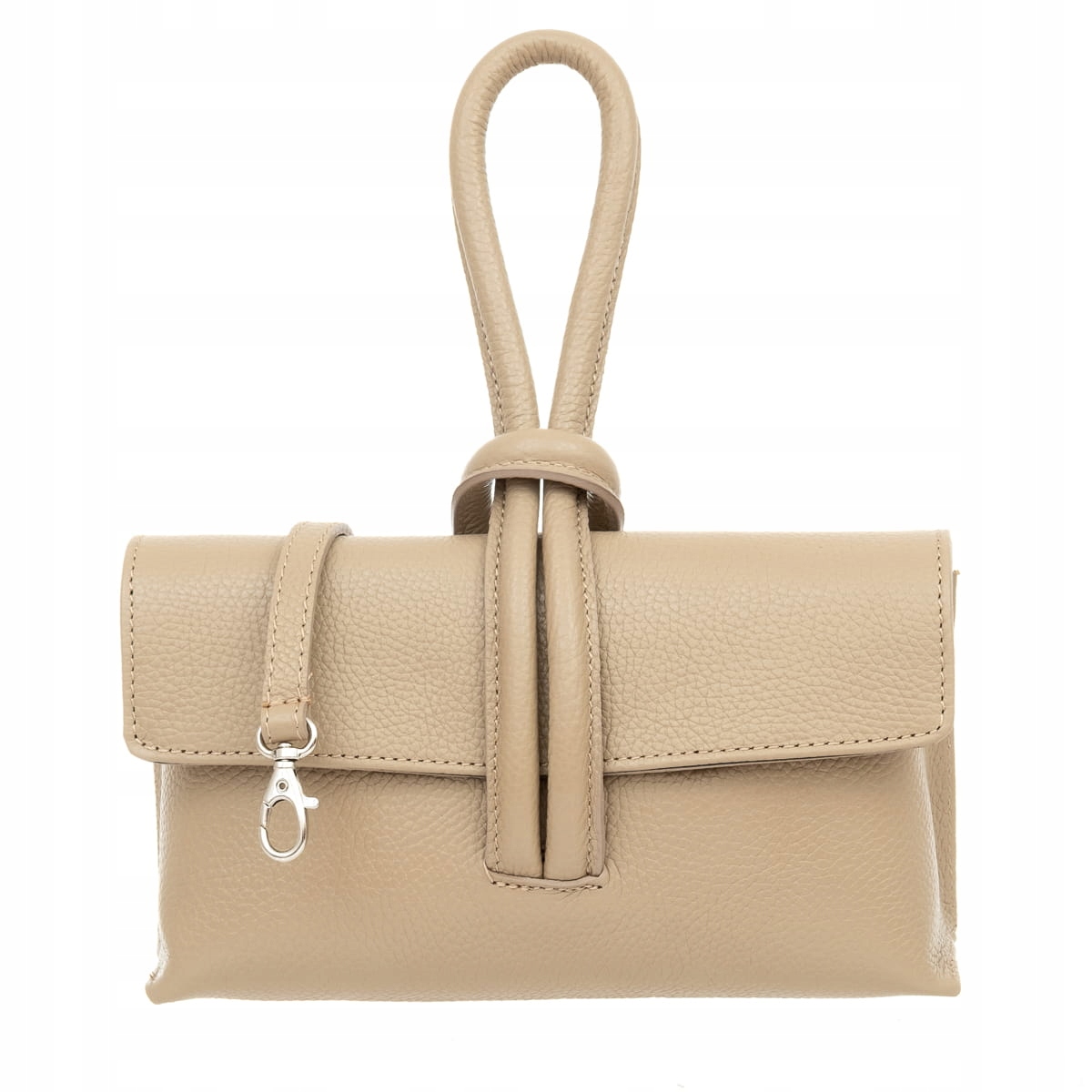 Torebka Damska Skórzana Vera Pelle Nodo Beżowa