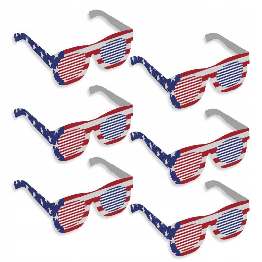 OKULARY papierowe USA amerykańska flaga AMERYKA party IMPREZA foto x6