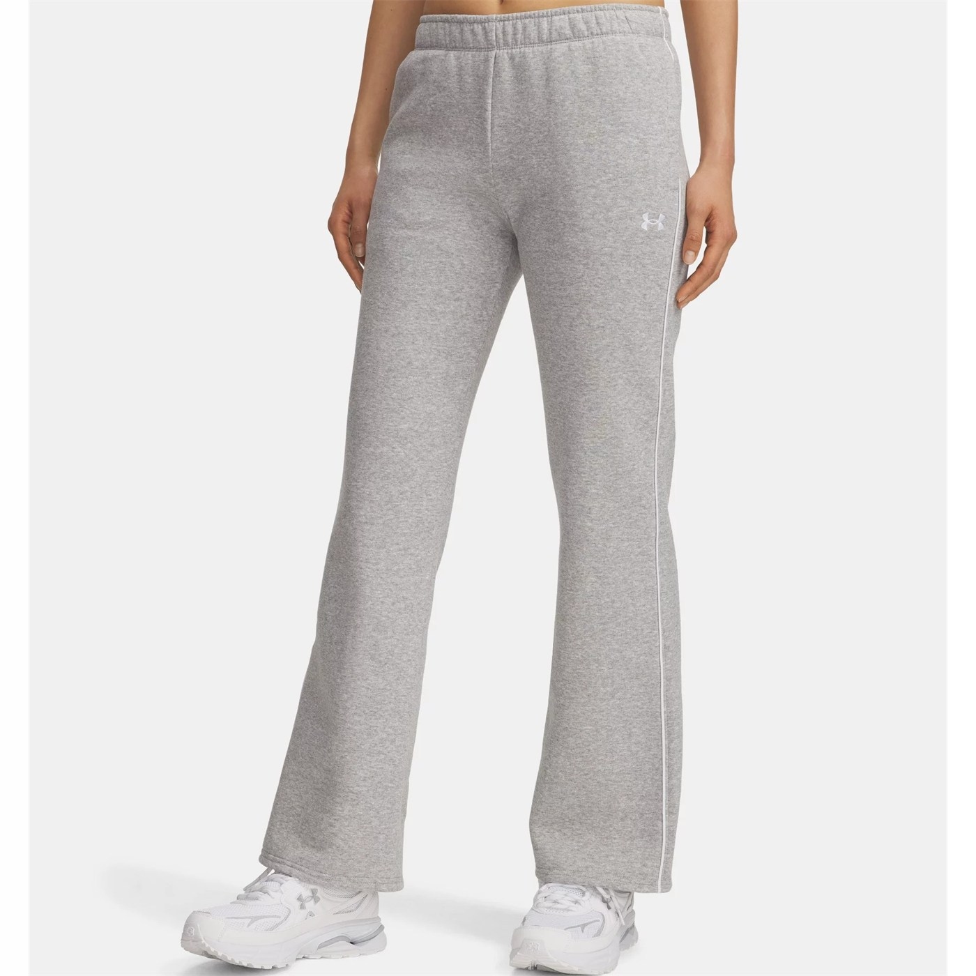 Spodnie Damskie Under Armour Rival Flc Piped Szare Bawełniane Termiczne M