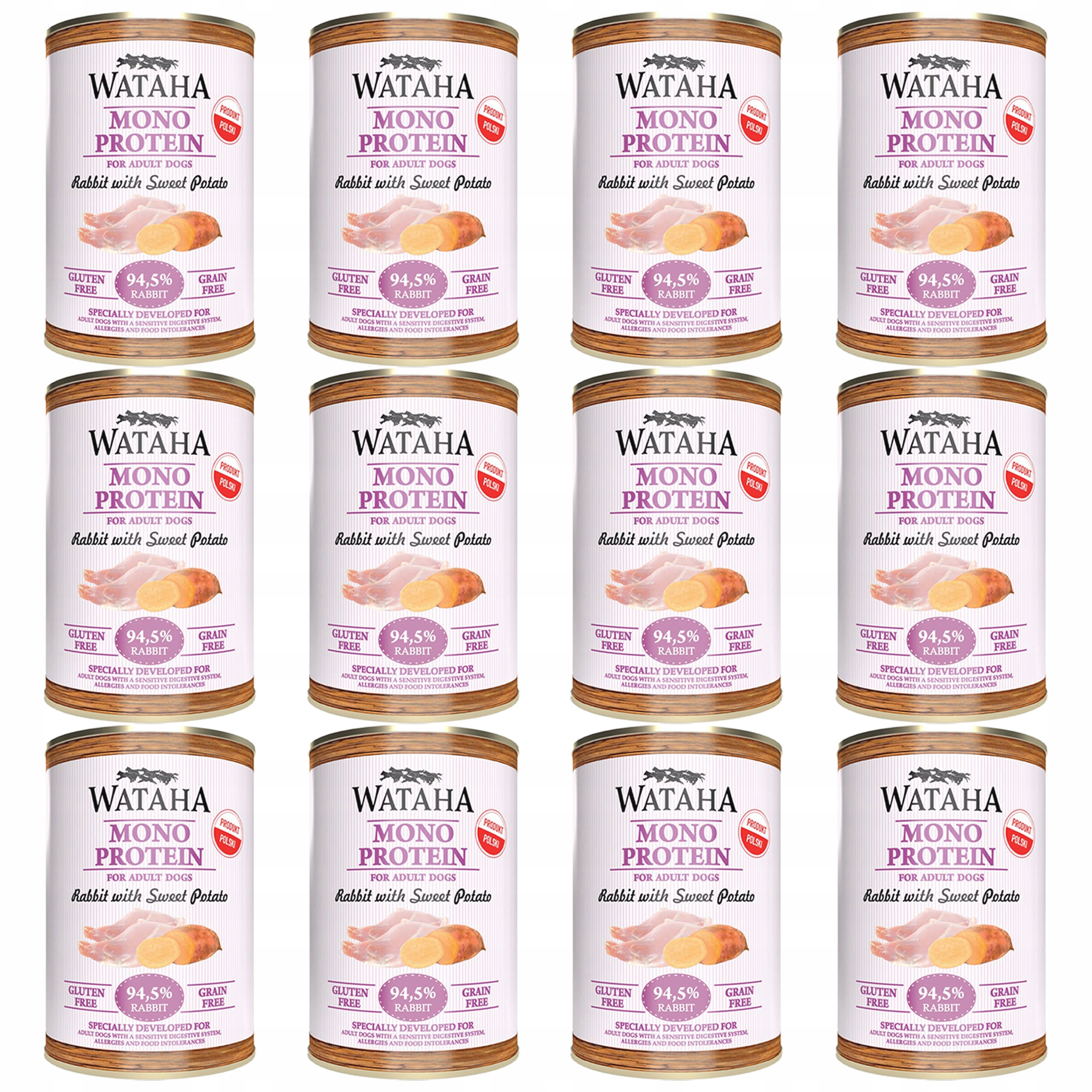 Wataha Mono Protein Adult krmivo pro psy Králík s batáty 12 x 400 g