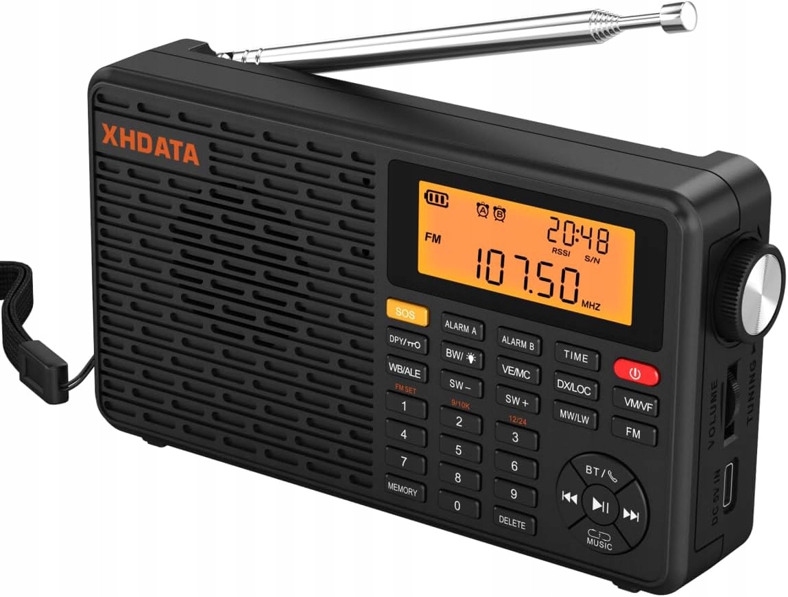 XHDATA D109WB Małe przenośne radio retro, FM AM LW MP3 TF Bluetooth