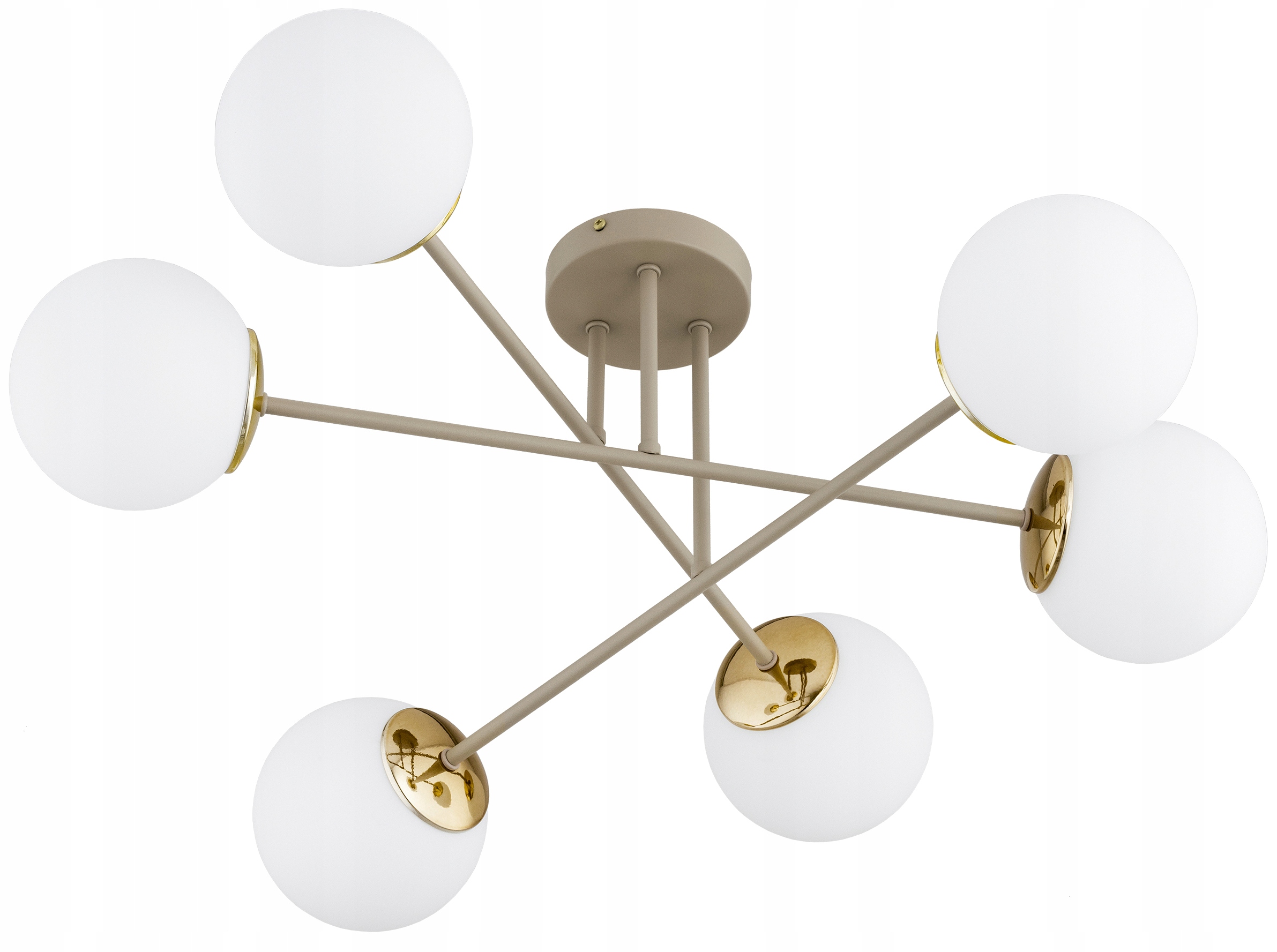 Lampa Sufitowa Plafon Żyrandol Szklane Kule Milo Beżowy Ecru Złoty